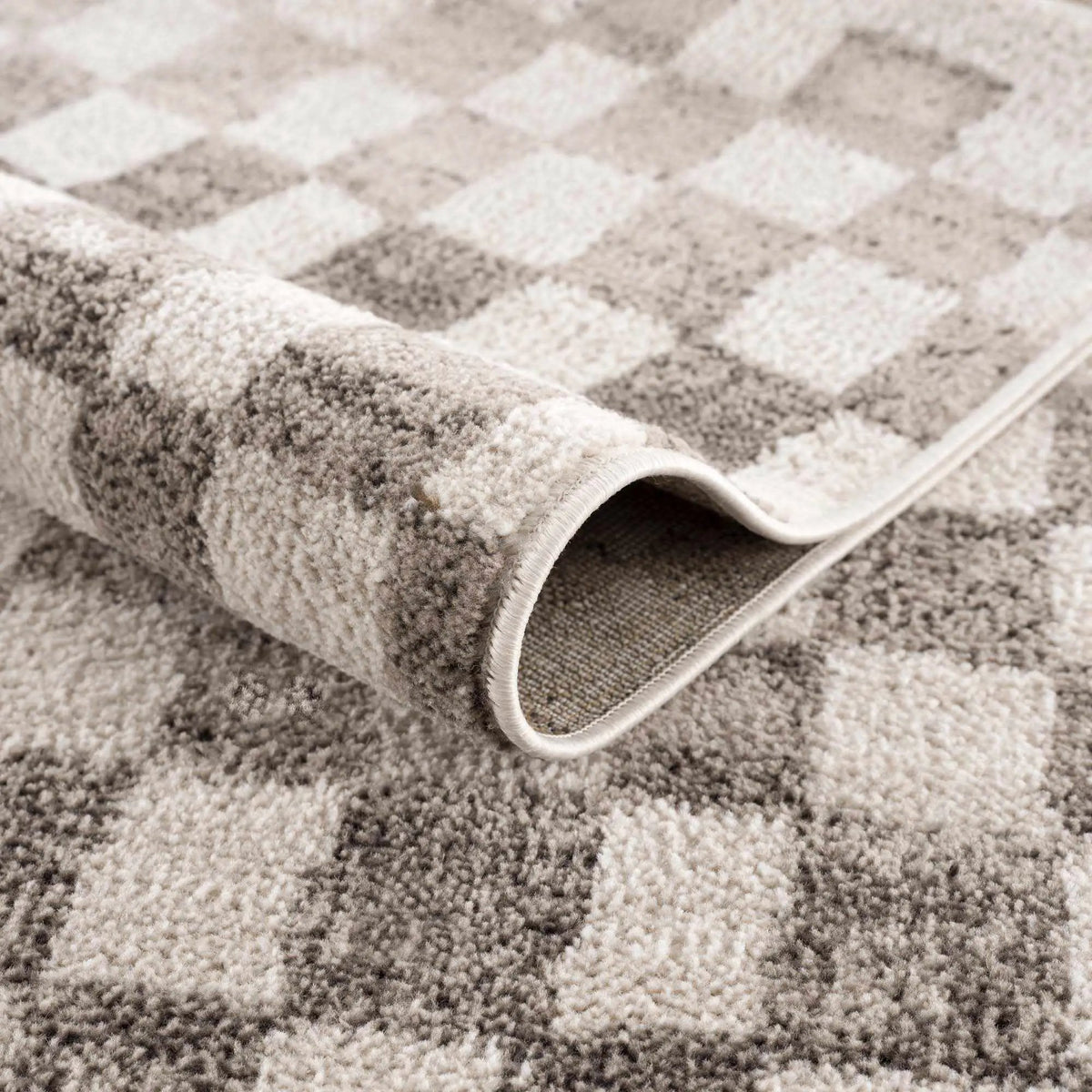 Benjy Beige Checkered Area Rug by Hauteloom