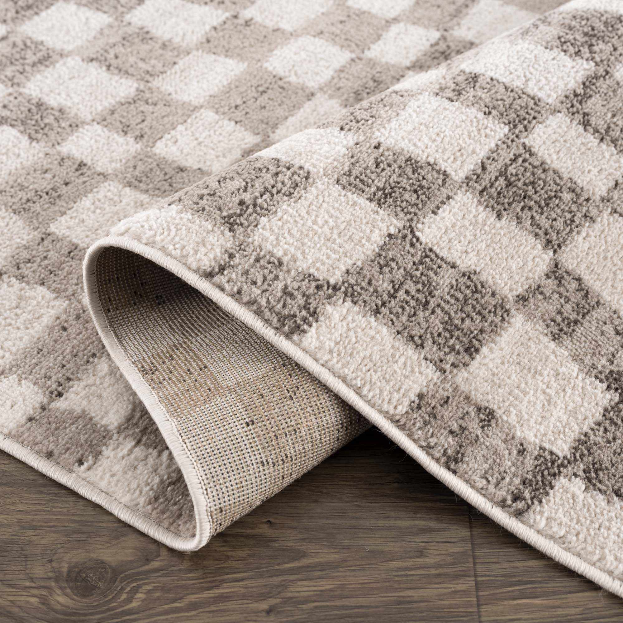Benjy Irregular Checkboard Rug - Beige by Boutique Rugs