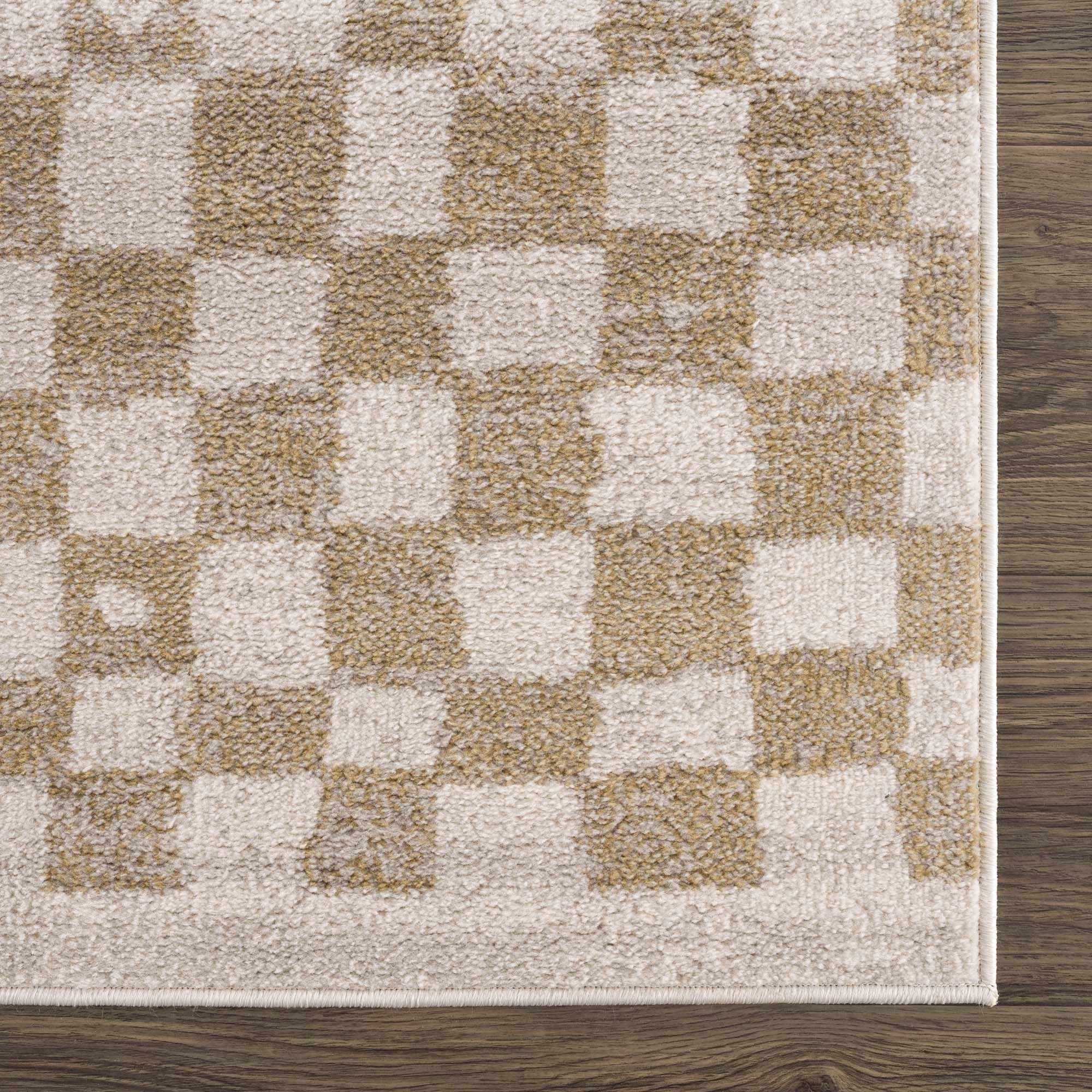 Benjy Irregular Checkboard Rug - Cream&Gold by Boutique Rugs