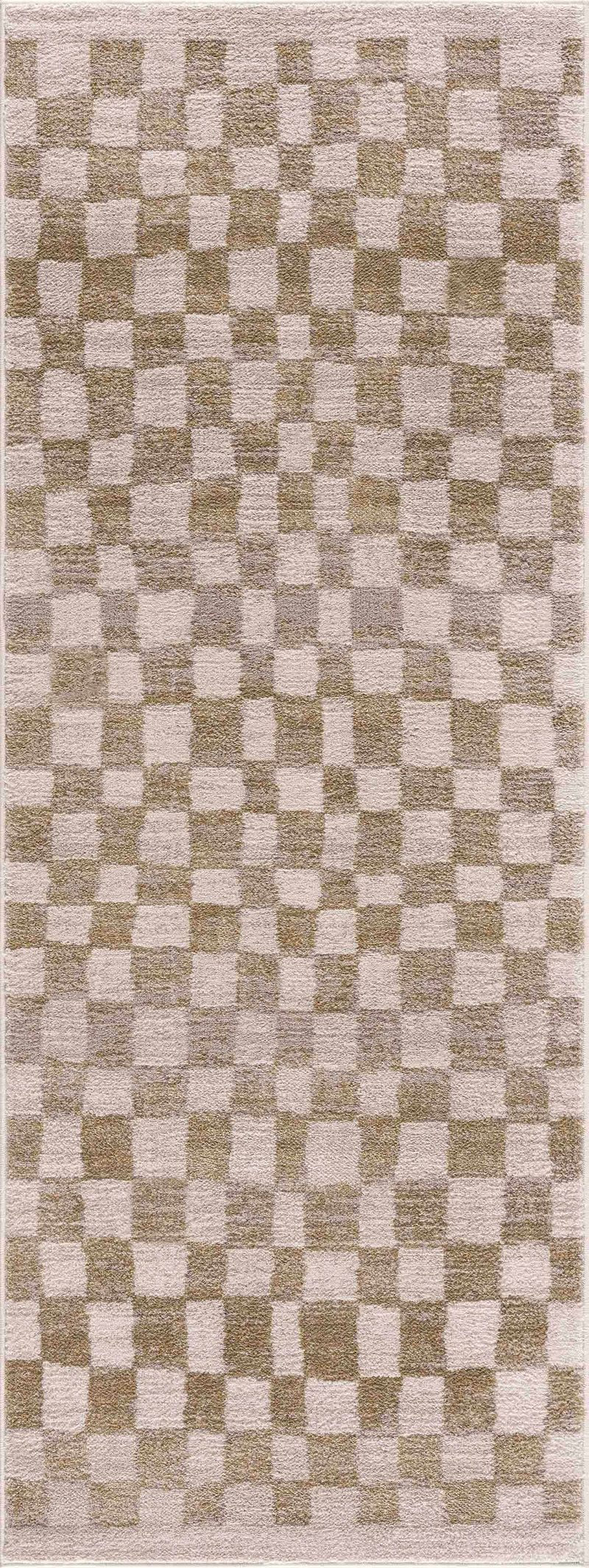 Benjy Cream & Gold Checkered Area Rug by Hauteloom