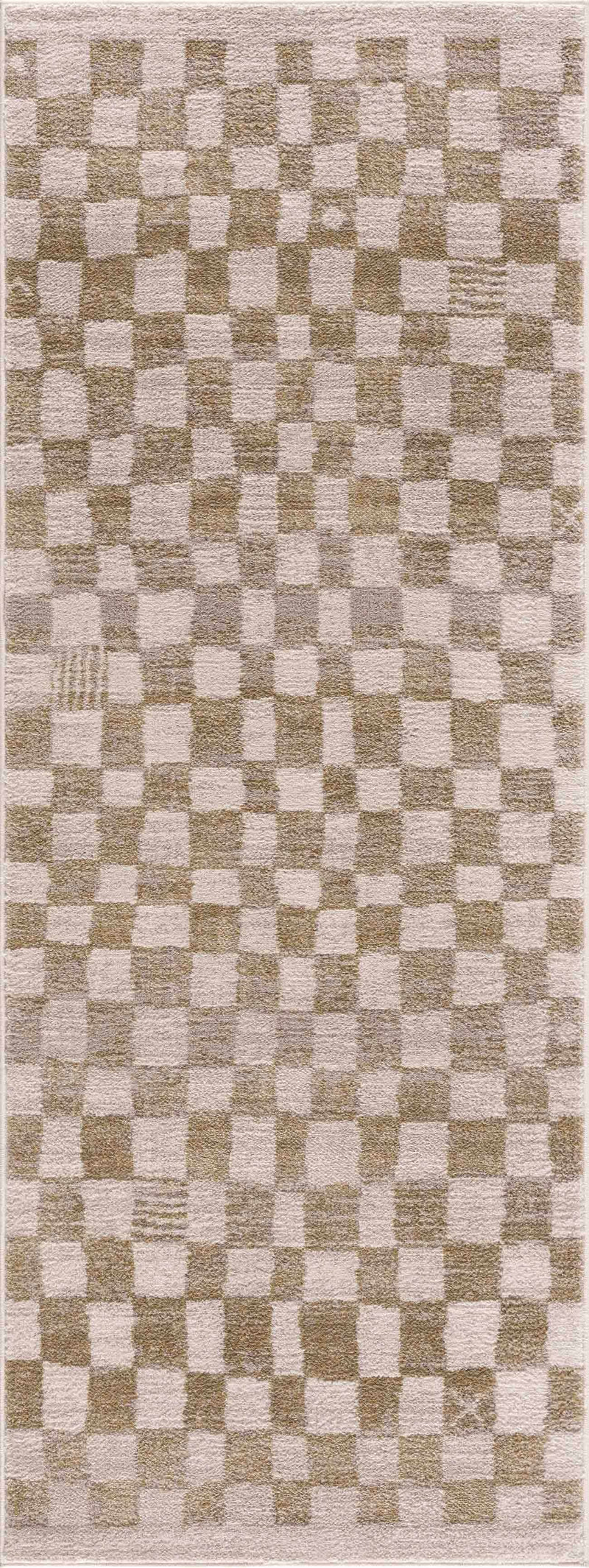 Benjy Irregular Checkboard Rug - Cream&Gold by Boutique Rugs