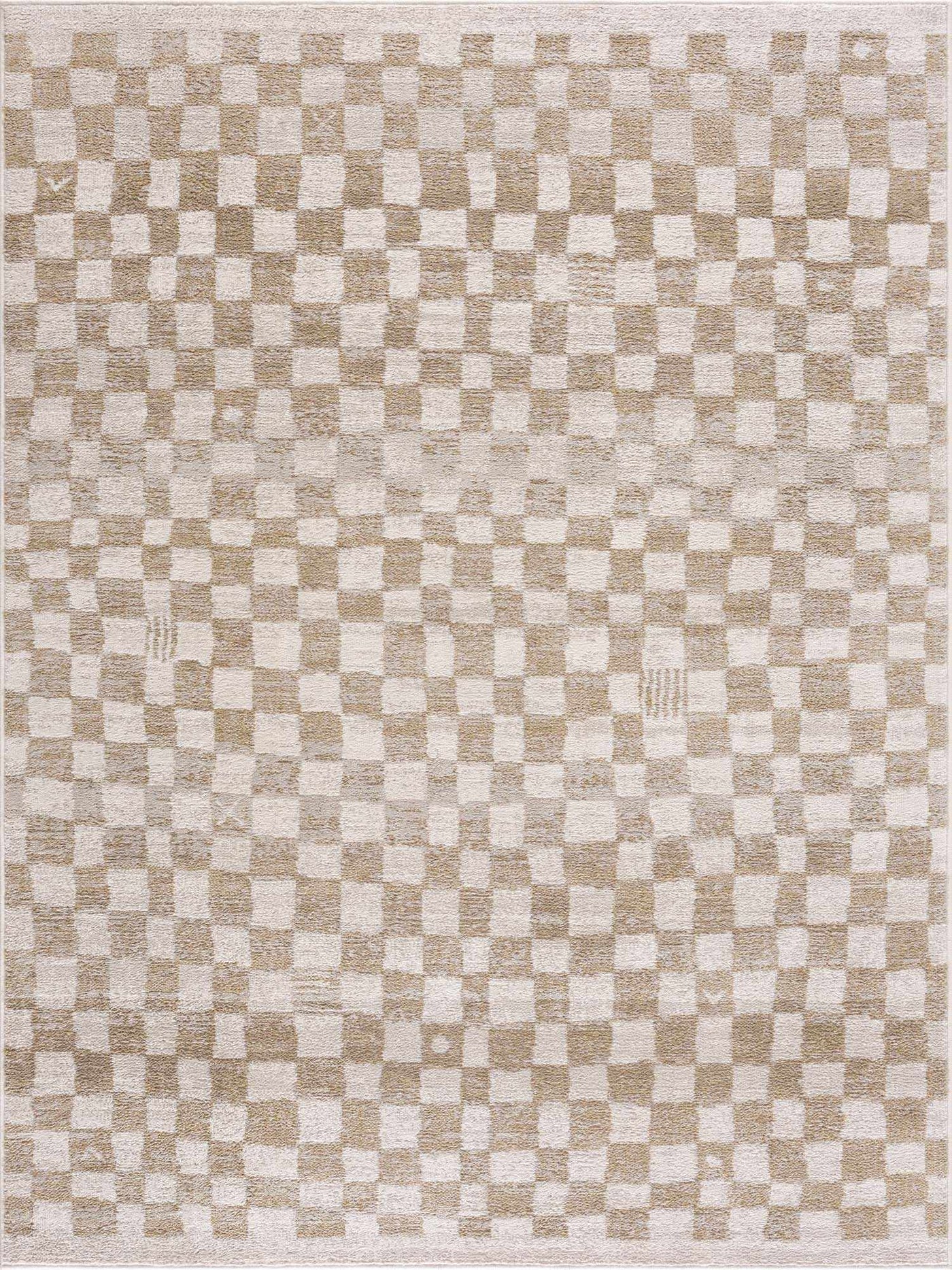 Benjy Irregular Checkboard Rug - Cream&Gold by Boutique Rugs