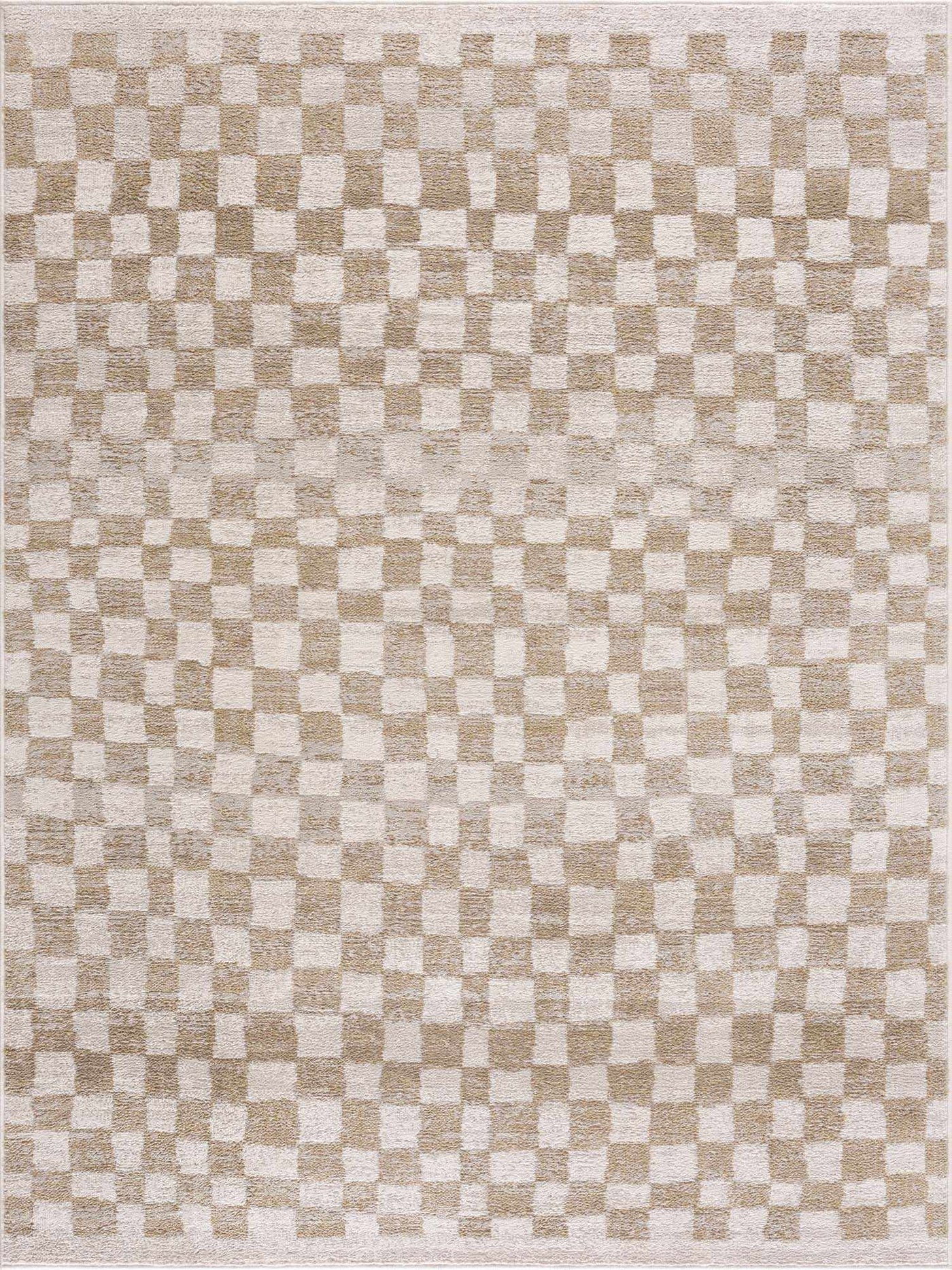 Benjy Cream & Gold Checkered Area Rug by Hauteloom