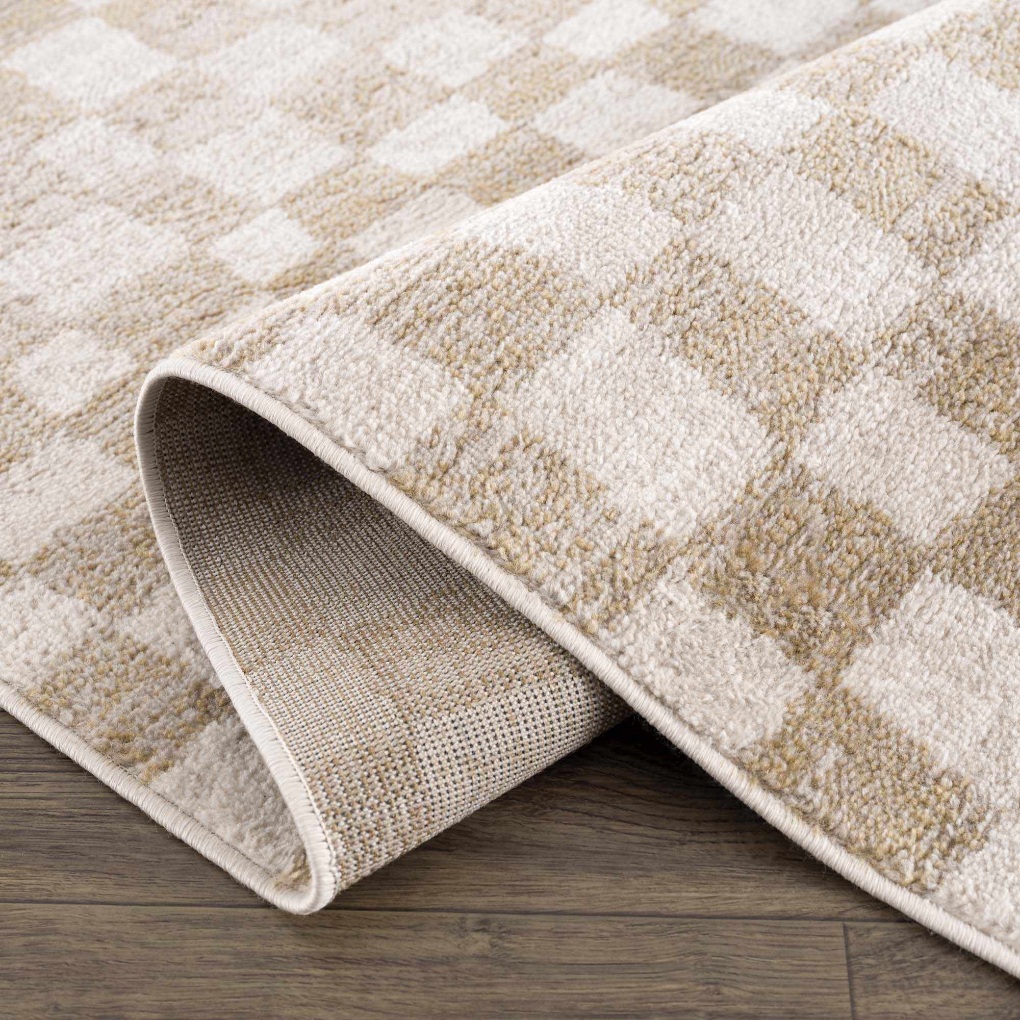 Benjy Irregular Checkboard Rug - Cream&Gold by Boutique Rugs