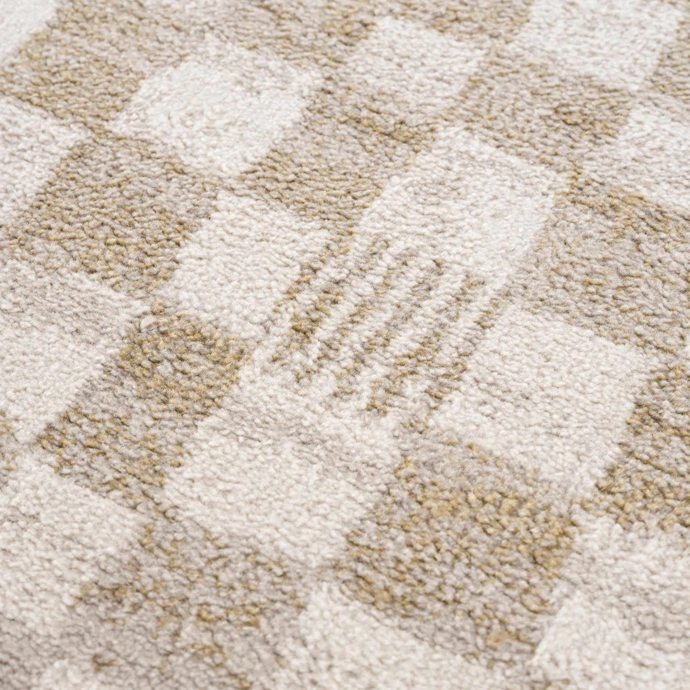 Benjy Irregular Checkboard Rug - Cream&Gold by Boutique Rugs
