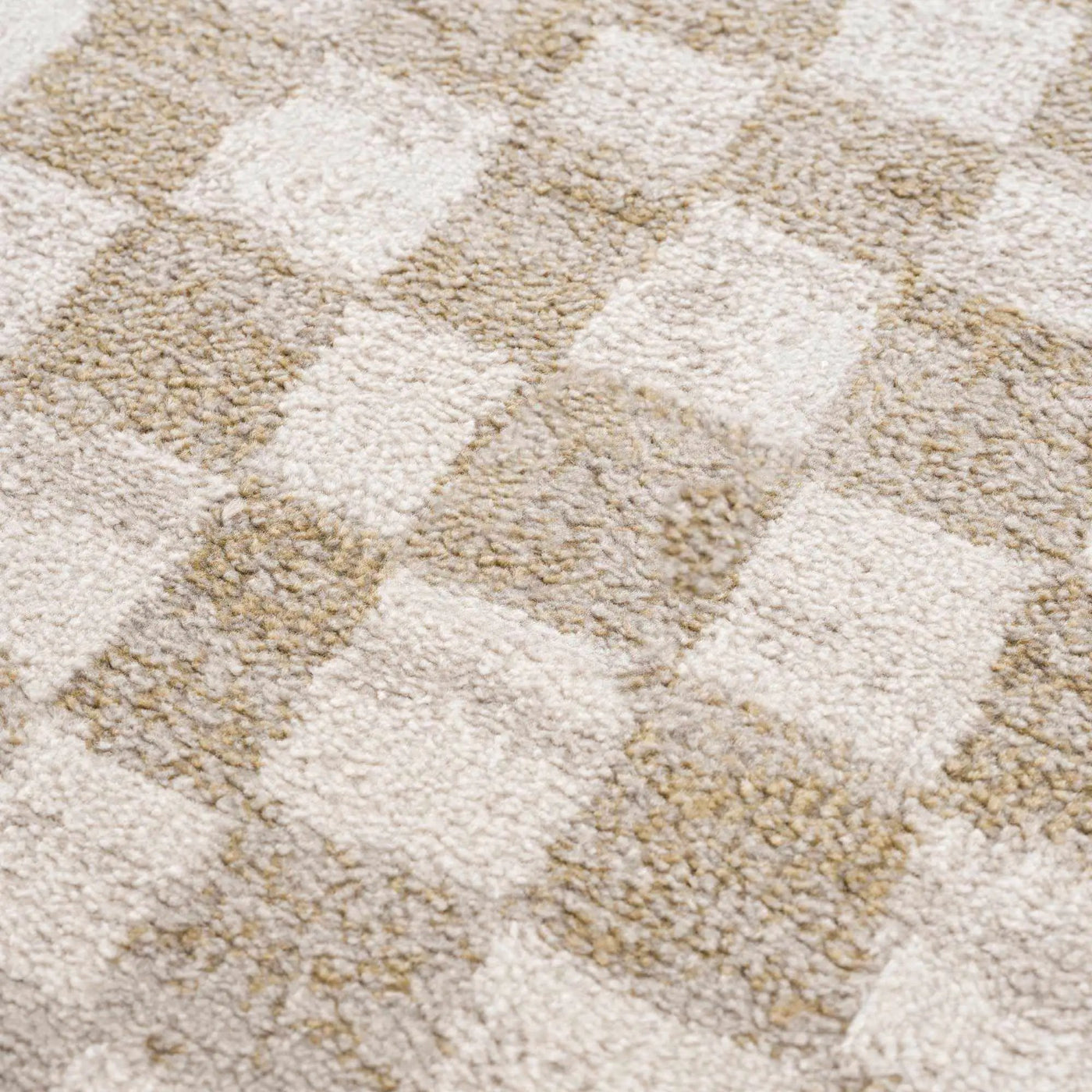 Benjy Cream & Gold Checkered Area Rug by Hauteloom
