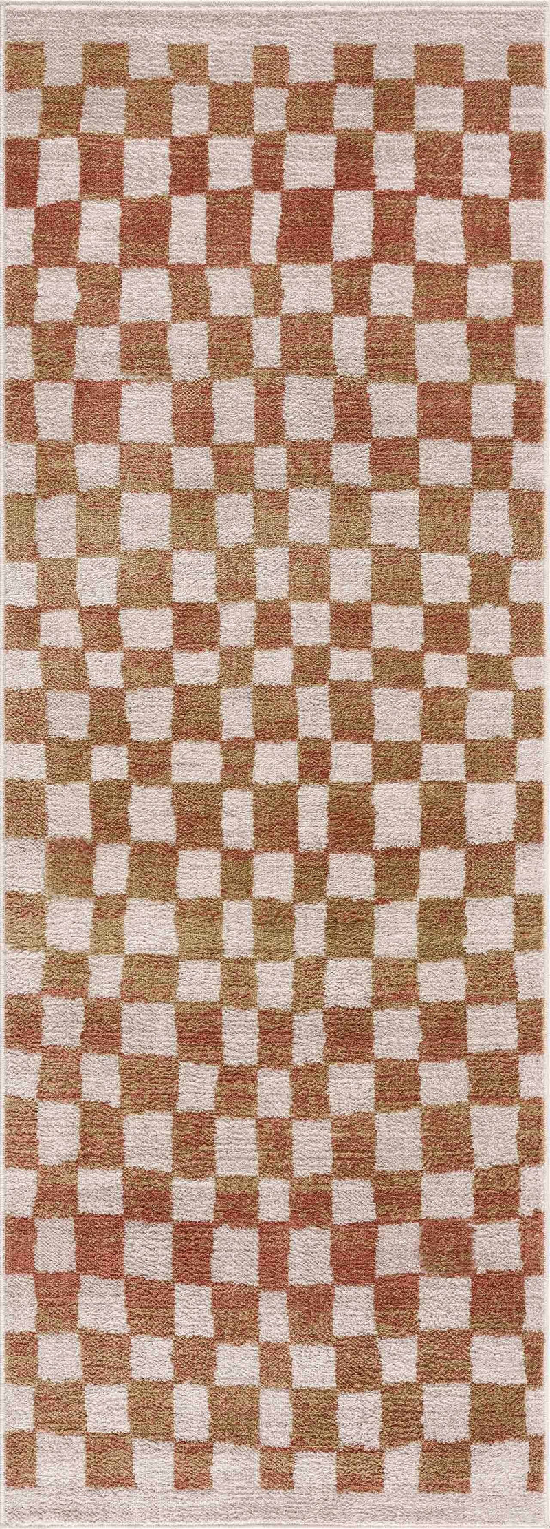 Benjy Cream & Salmon Checkered Area Rug by Hauteloom