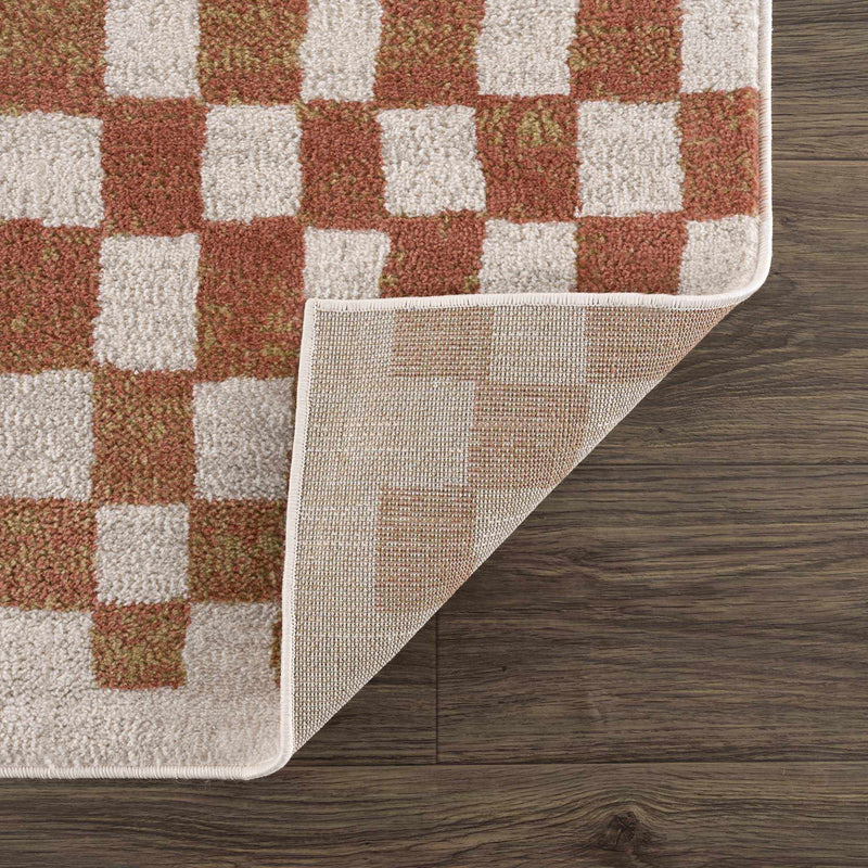 Benjy Irregular Checkboard Rug - Cream&Salmon by Boutique Rugs