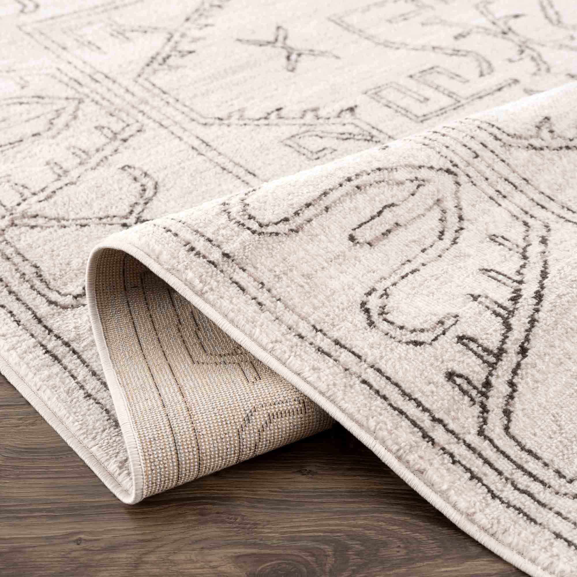 Divya Cream & Charcoal Area Rug - Clearance by Boutique Rugs