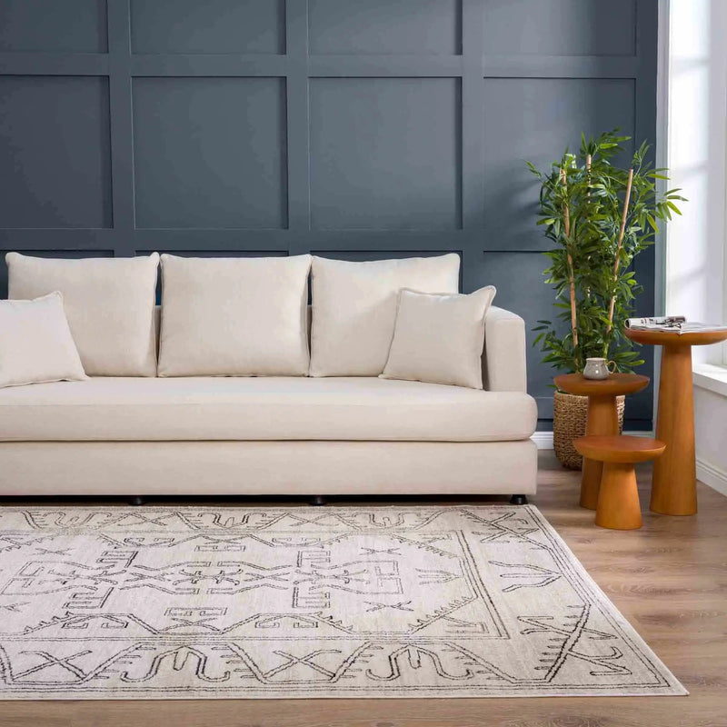 Divya Cream & Charcoal Area Rug - Clearance by Boutique Rugs