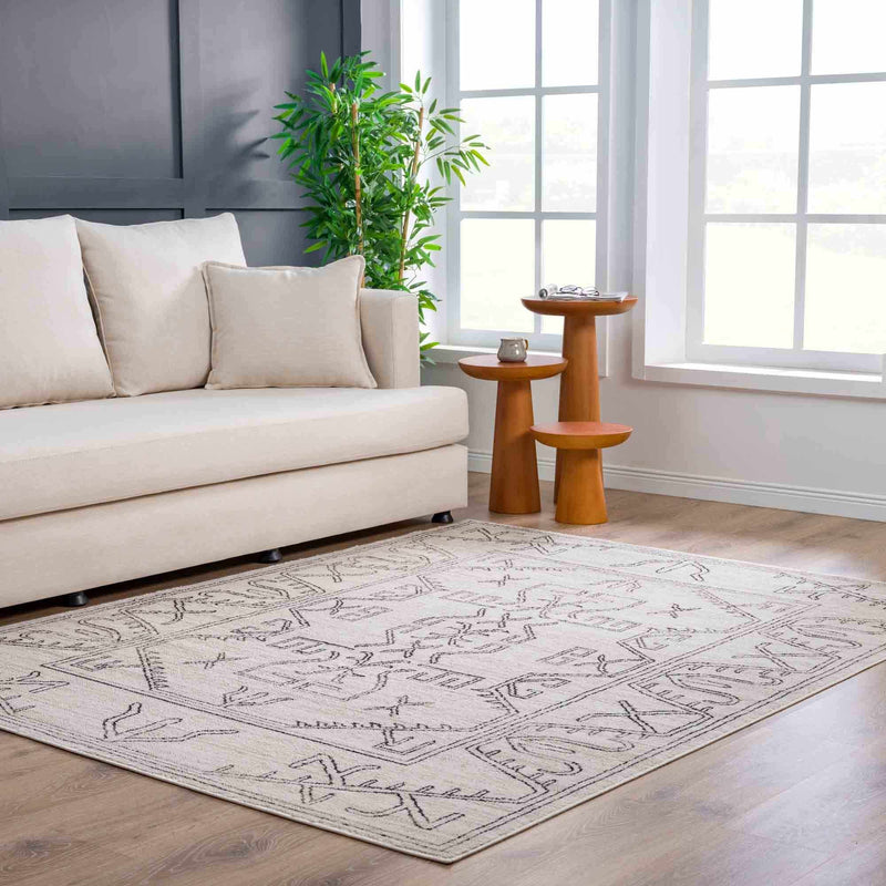 Divya Cream & Charcoal Area Rug - Clearance by Boutique Rugs