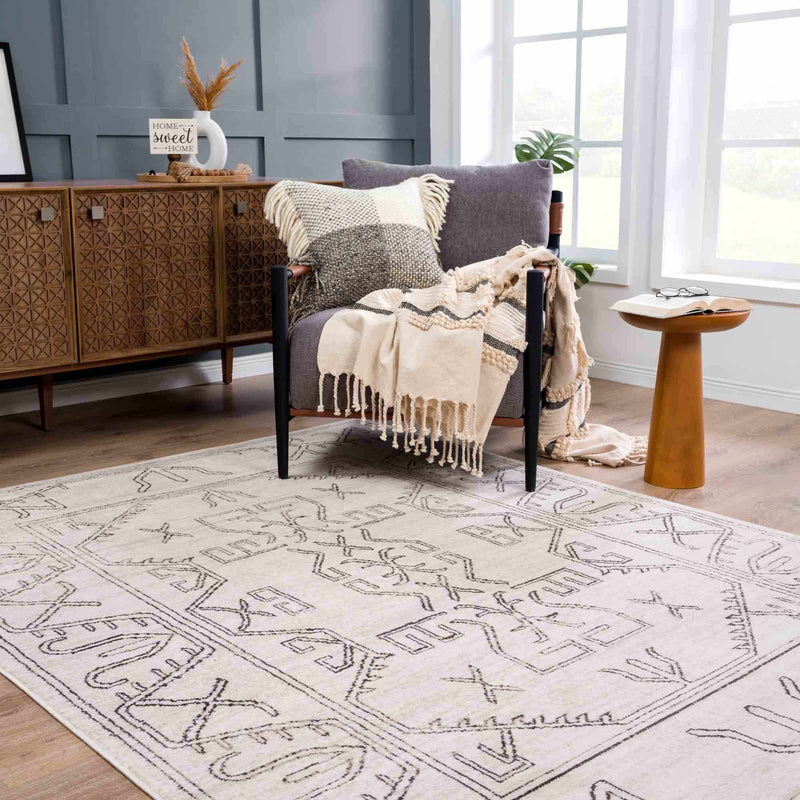 Divya Cream & Charcoal Area Rug - Clearance by Boutique Rugs
