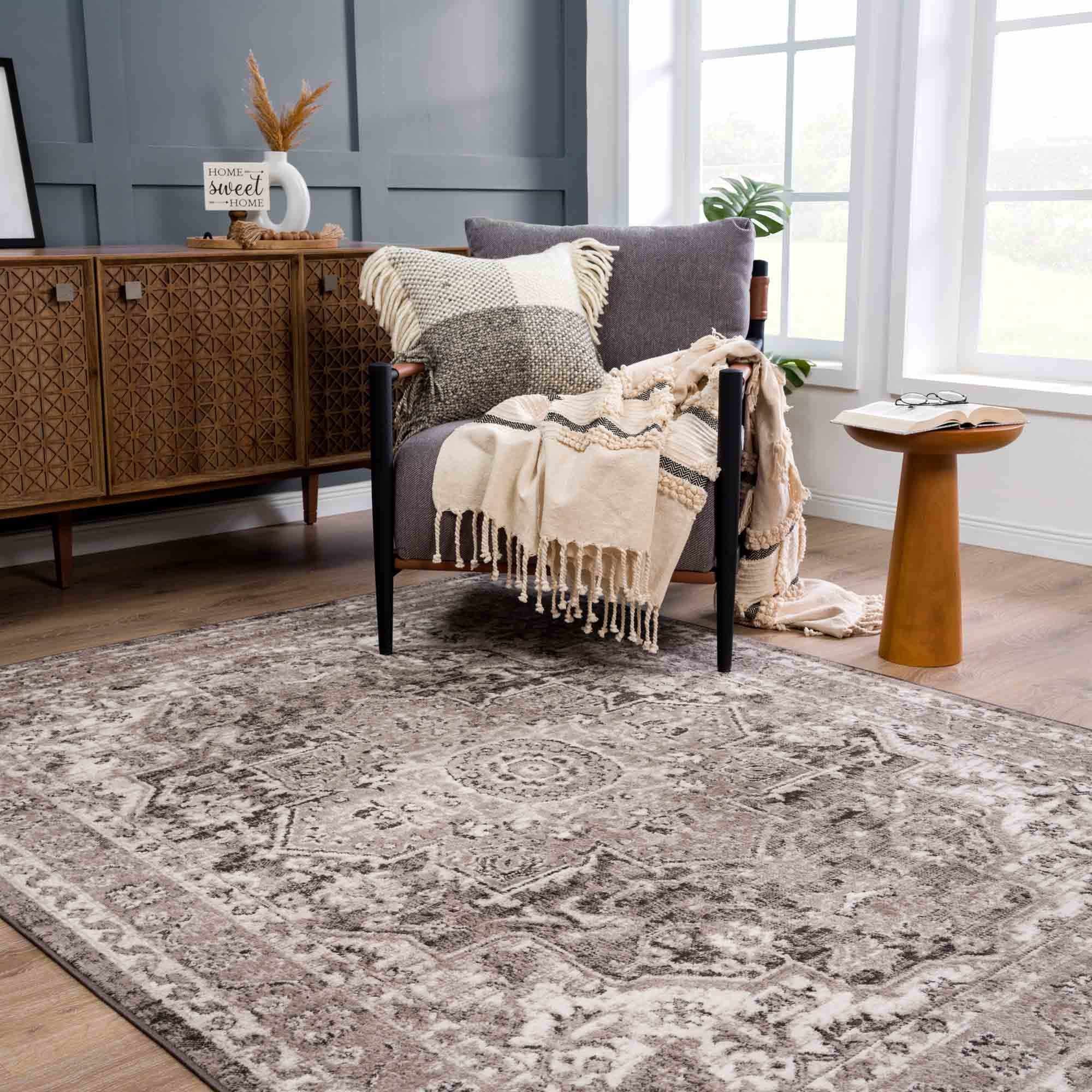 Albie Charcoal & Beige Area Rug - Clearance by Boutique Rugs