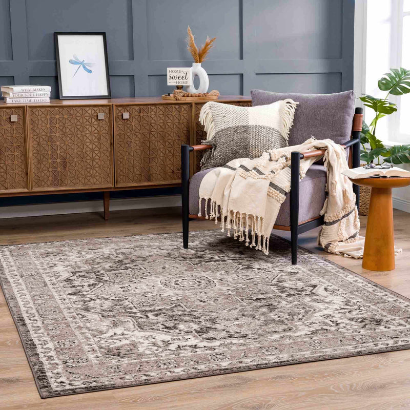 Albie Charcoal & Beige Area Rug - Clearance by Boutique Rugs