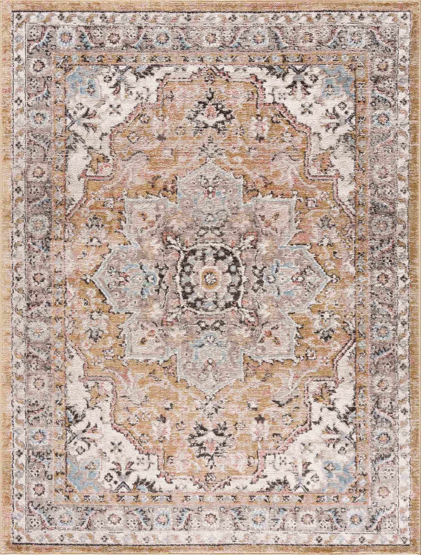 Albie Gold & Beige Area Rug - Clearance by Boutique Rugs