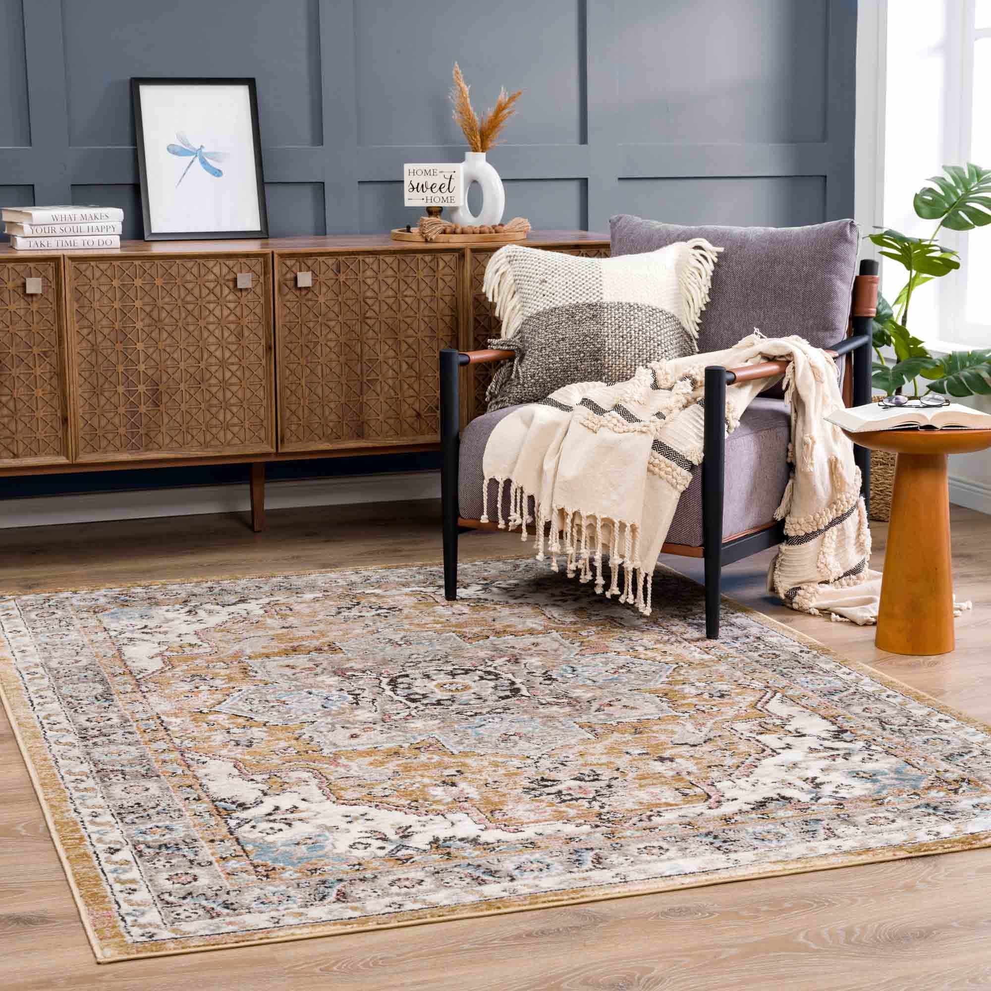 Albie Gold & Beige Area Rug - Clearance by Boutique Rugs