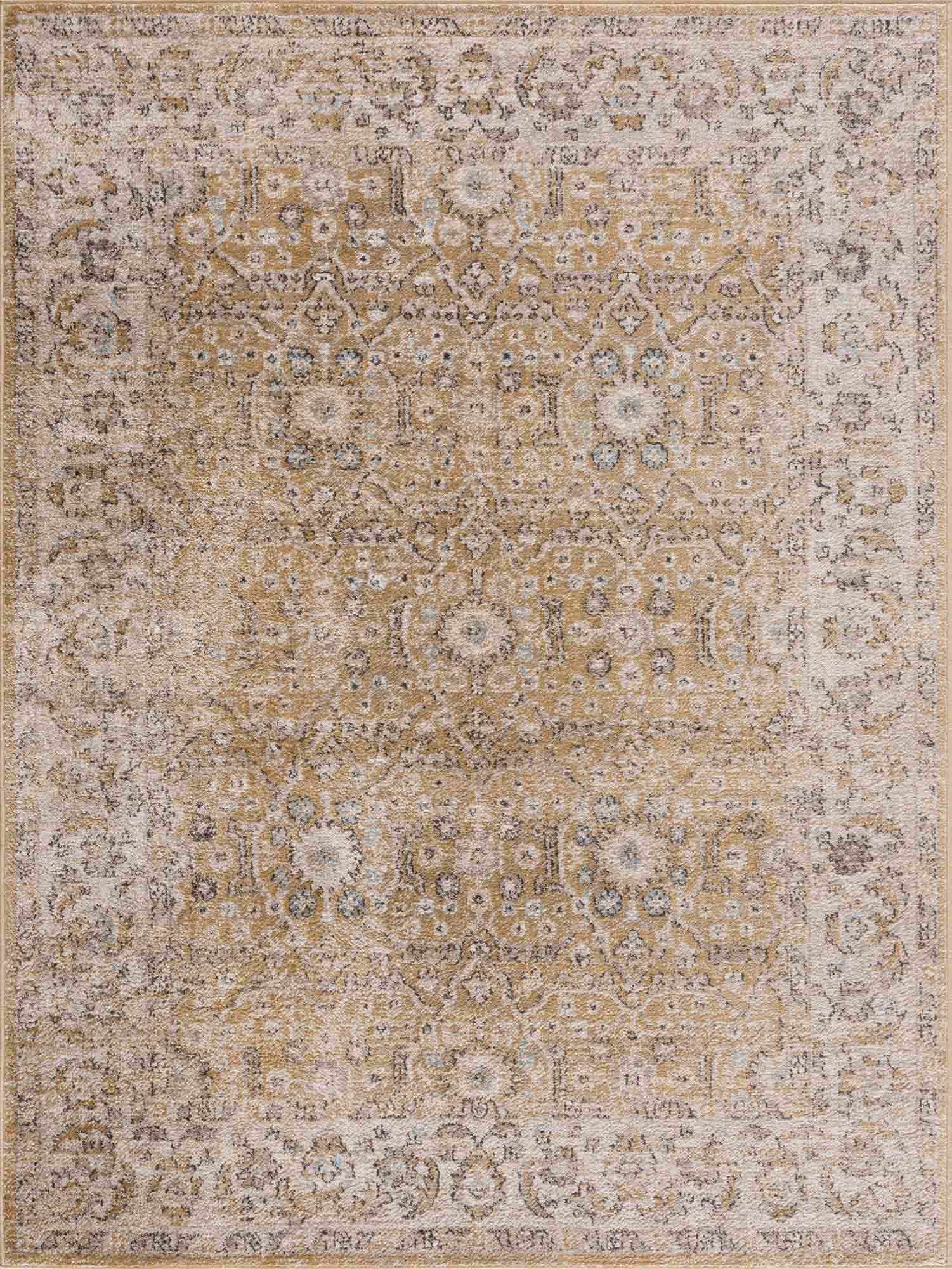 Anana Gold & Beige Area Rug by Hauteloom
