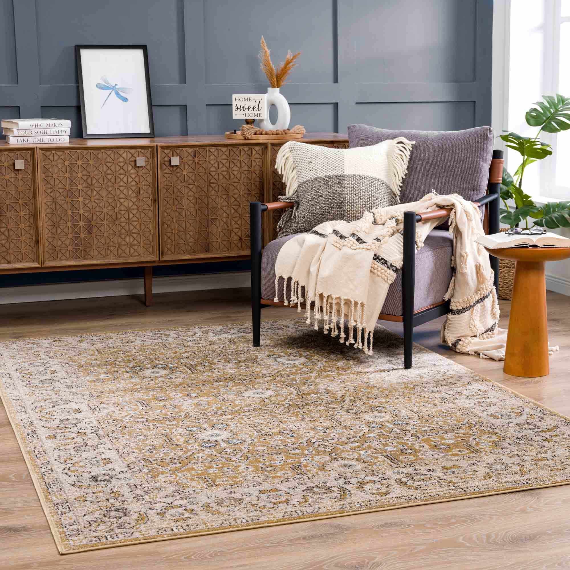 Anana Gold & Beige Area Rug - Clearance by Boutique Rugs
