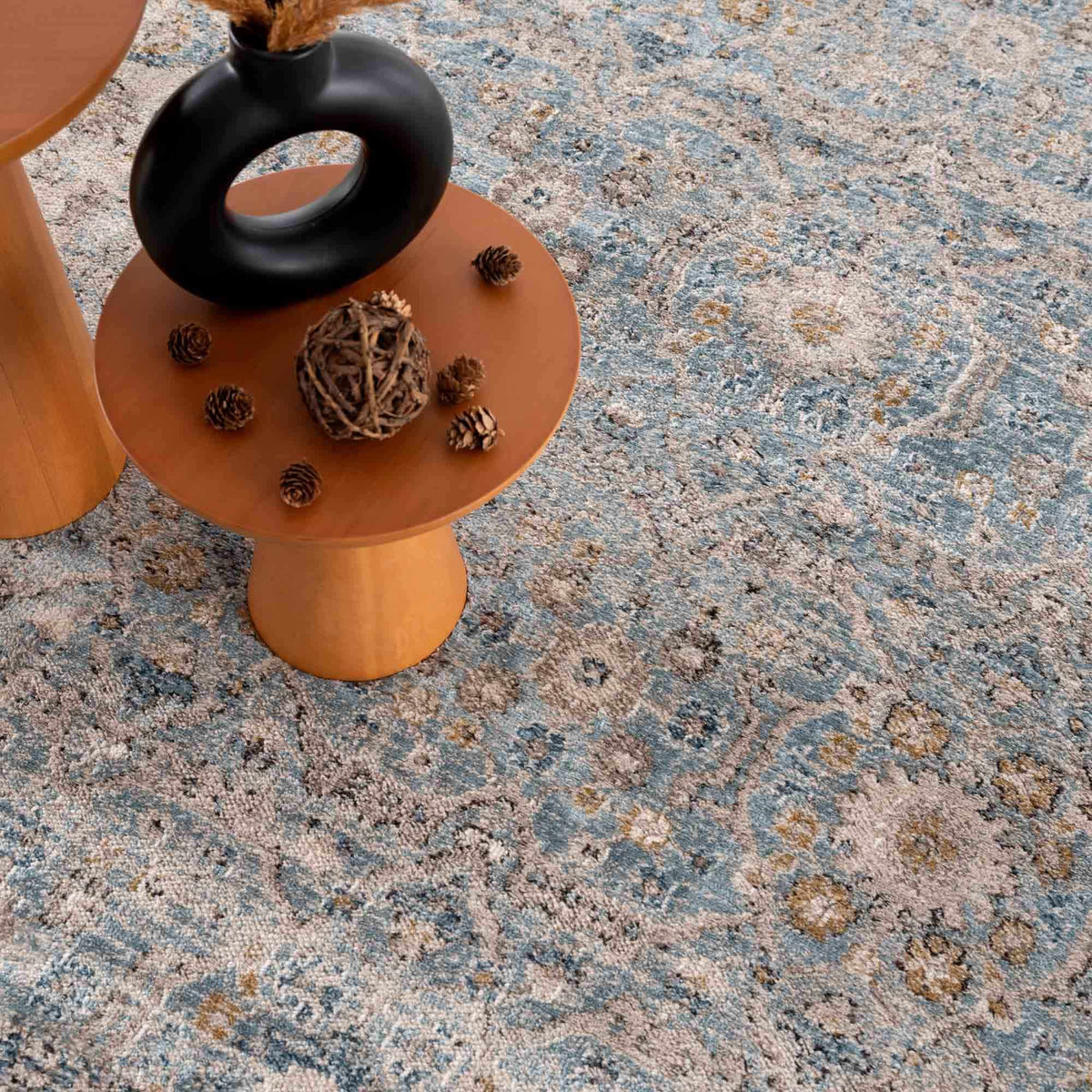 Anana Silver Blue & Beige Area Rug by Hauteloom