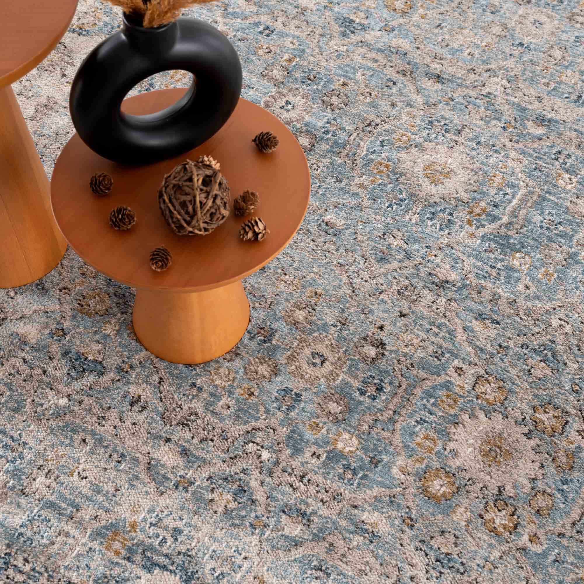 Anana Silver Blue & Beige Area Rug by Hauteloom