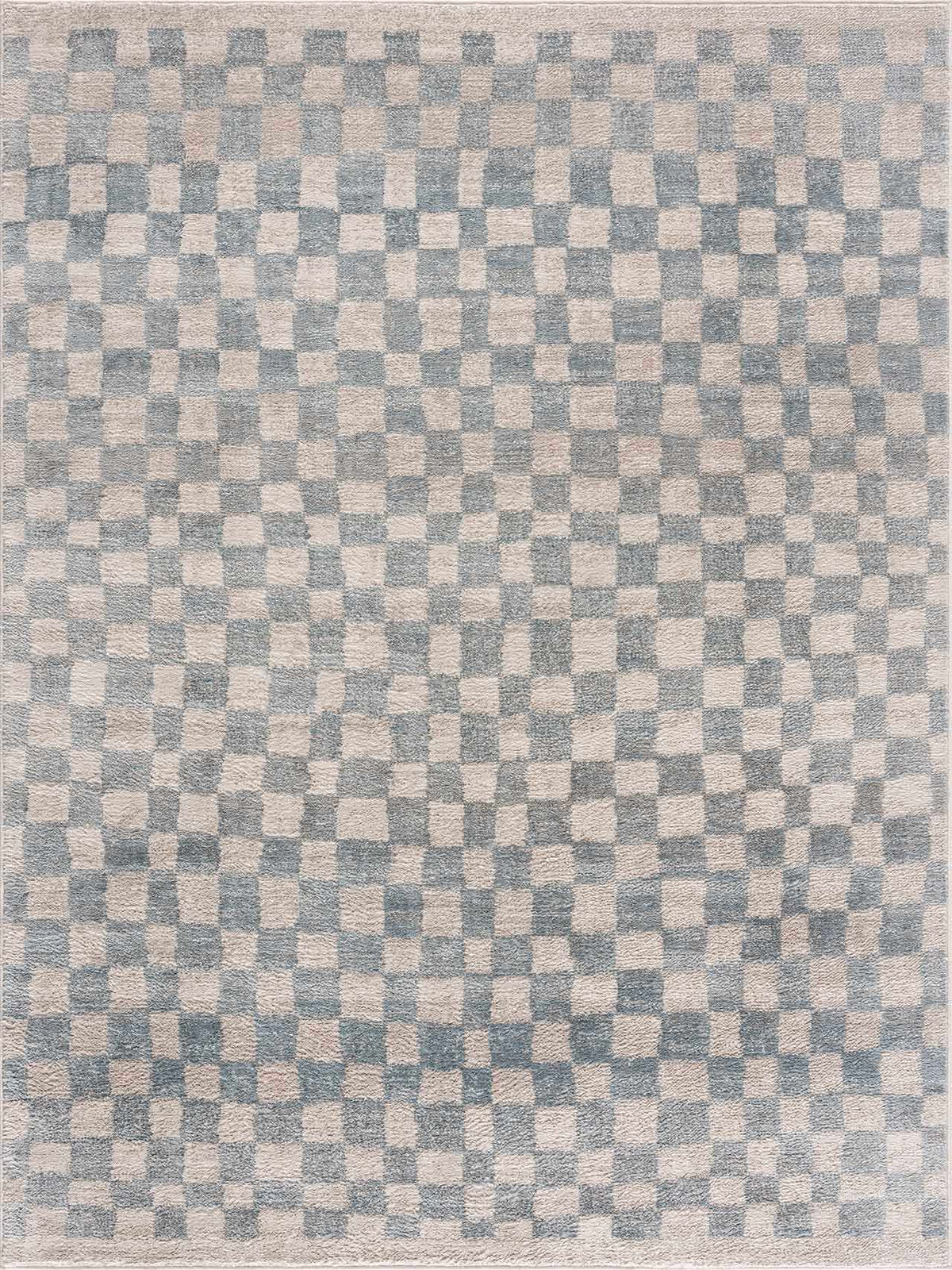Benjy Cream & Light Blue Checkered Area Rug by Hauteloom