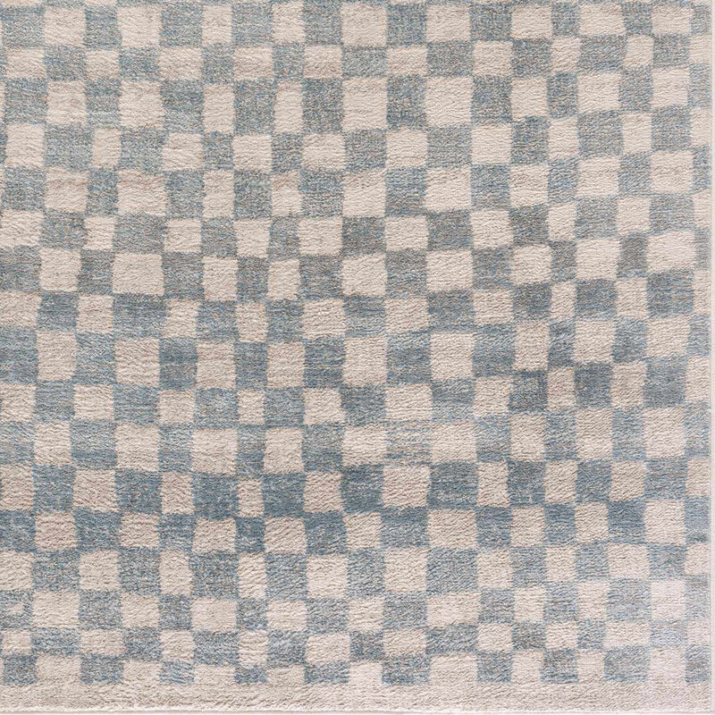 Benjy Cream & Light Blue Checkered Area Rug by Hauteloom