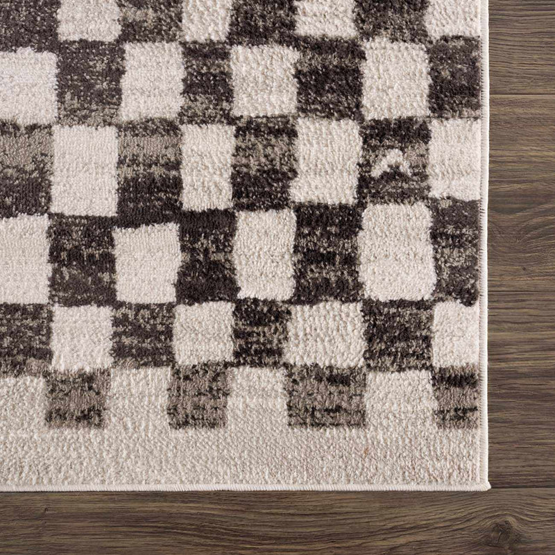 Benjy Cream & Charcoal Checkered Area Rug by Boutique Rugs