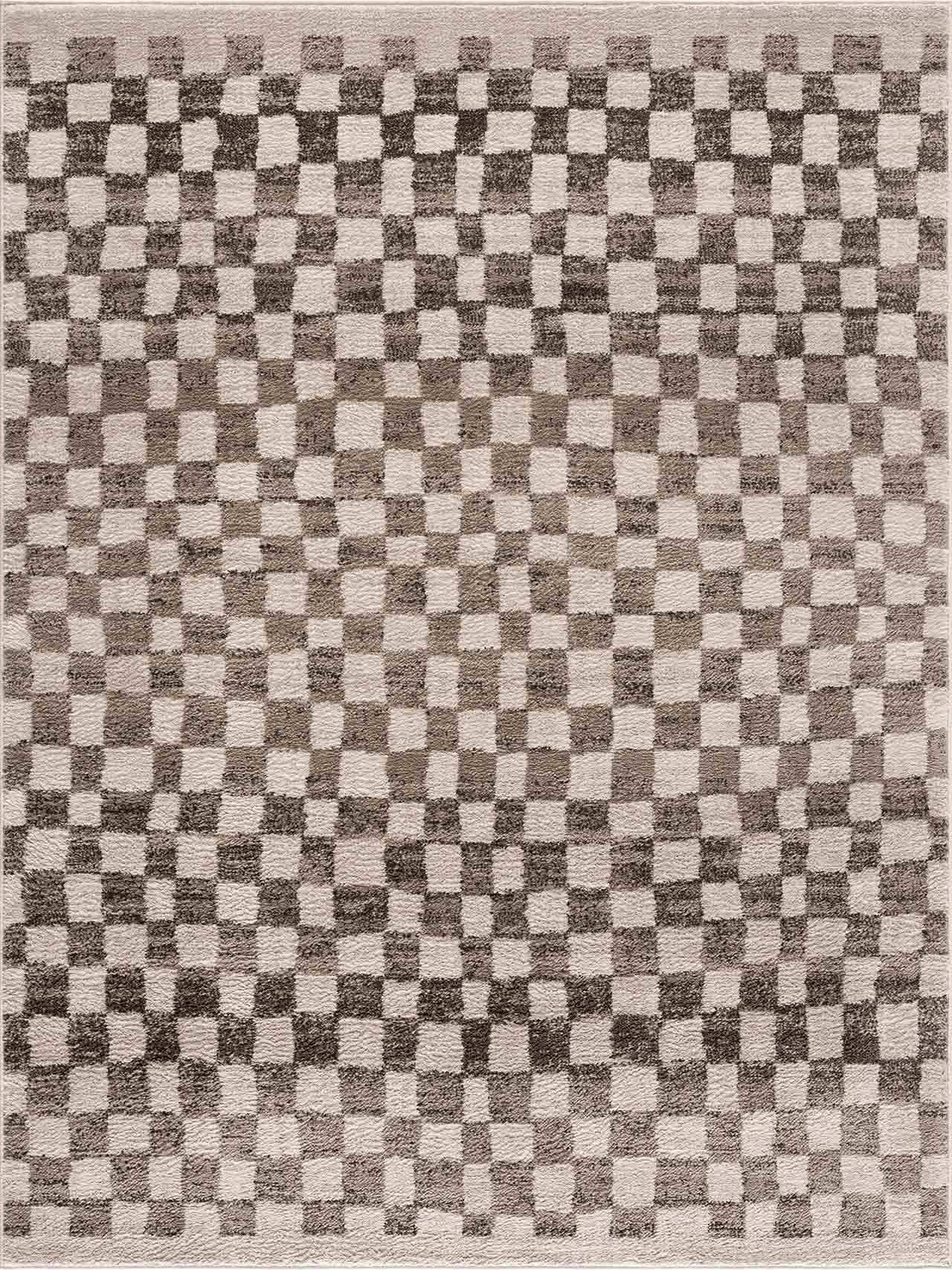 Benjy Cream & Charcoal Checkered Area Rug by Hauteloom