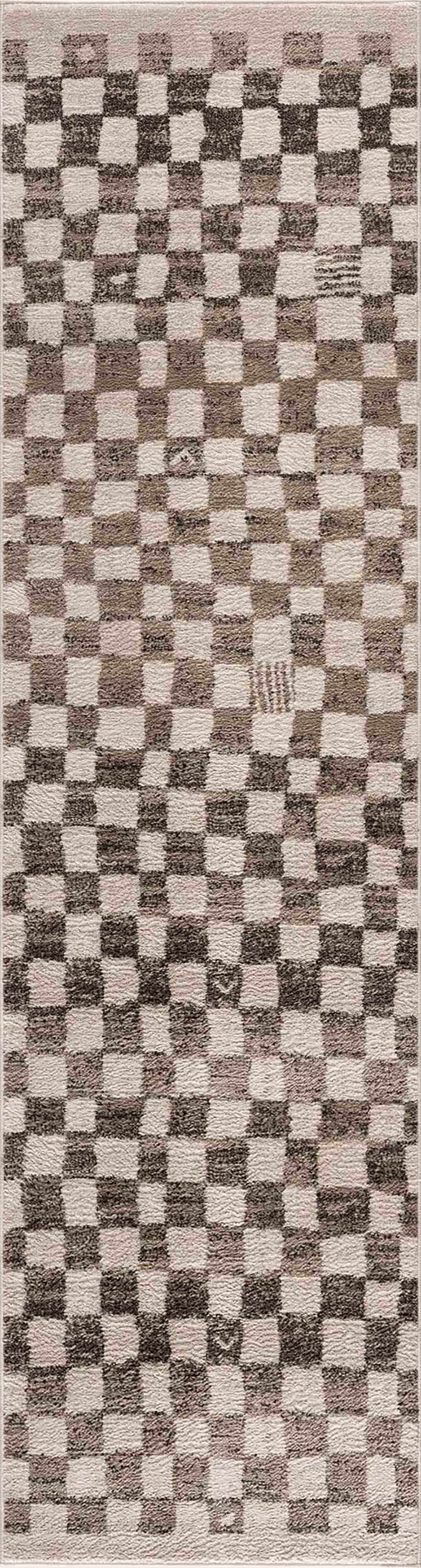 Benjy Cream & Charcoal Checkered Area Rug by Boutique Rugs