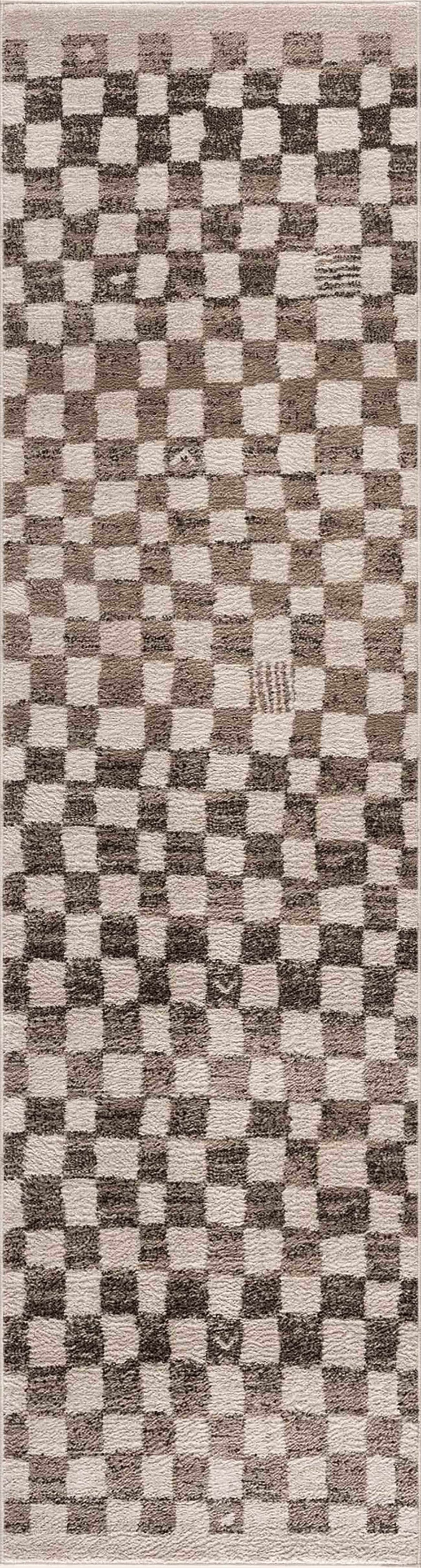 Benjy Cream & Charcoal Checkered Area Rug by Boutique Rugs