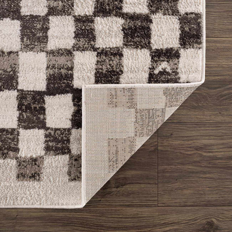 Benjy Cream & Charcoal Checkered Area Rug by Boutique Rugs