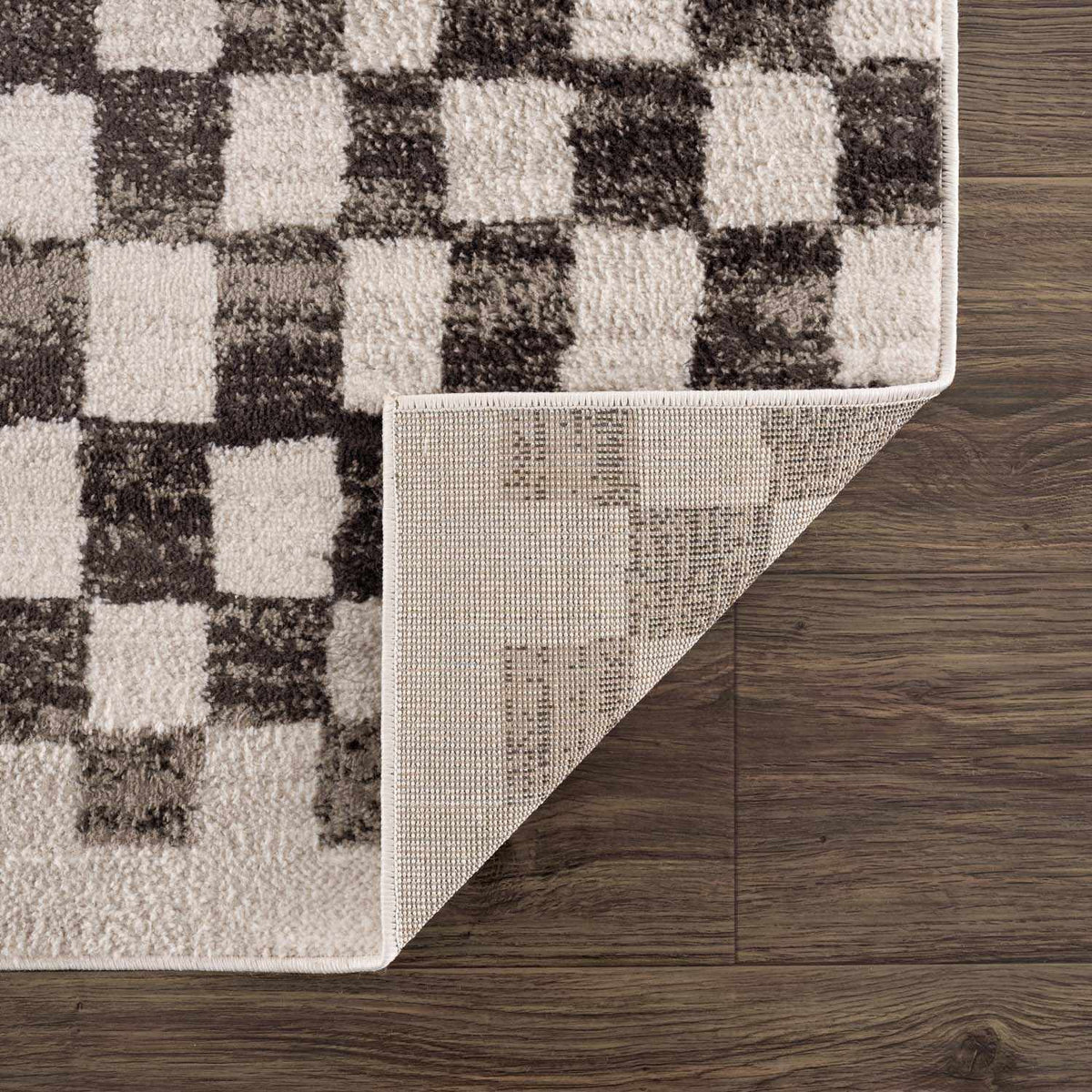 Benjy Cream & Charcoal Checkered Area Rug by Hauteloom