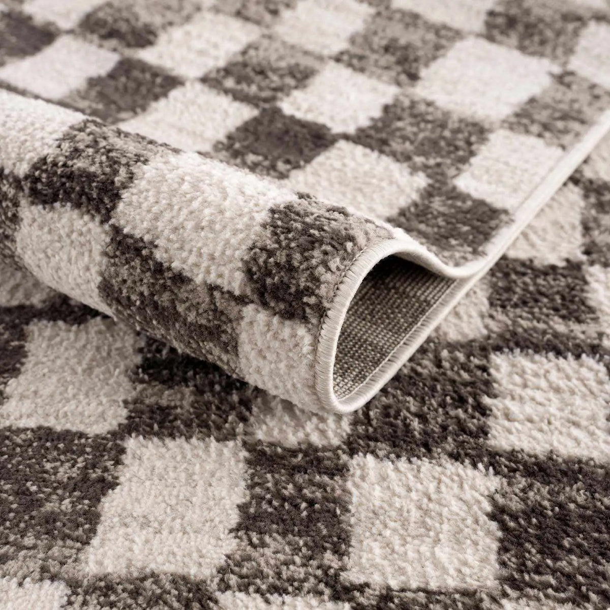 Benjy Cream & Charcoal Checkered Area Rug by Hauteloom