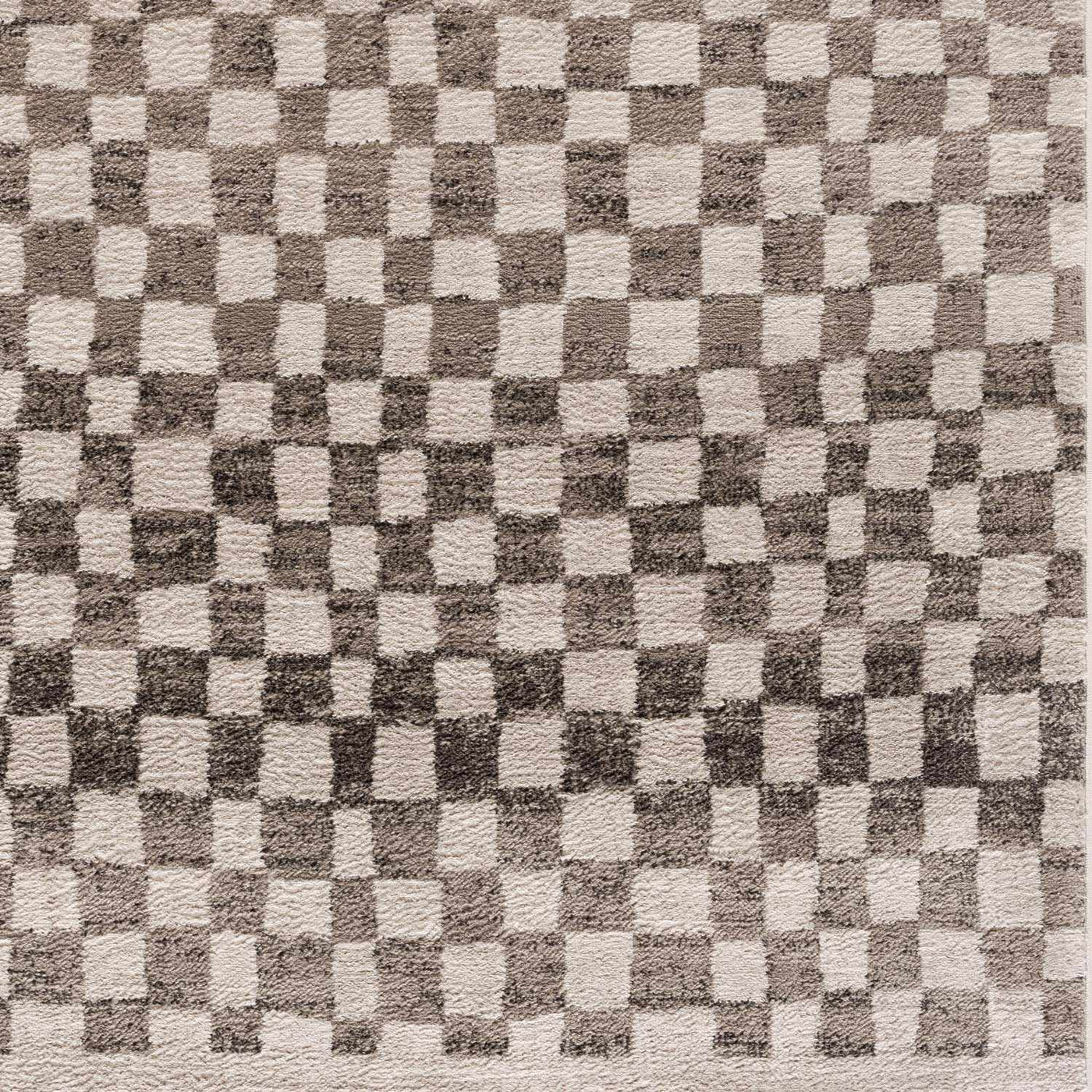 Benjy Cream & Charcoal Checkered Area Rug by Hauteloom