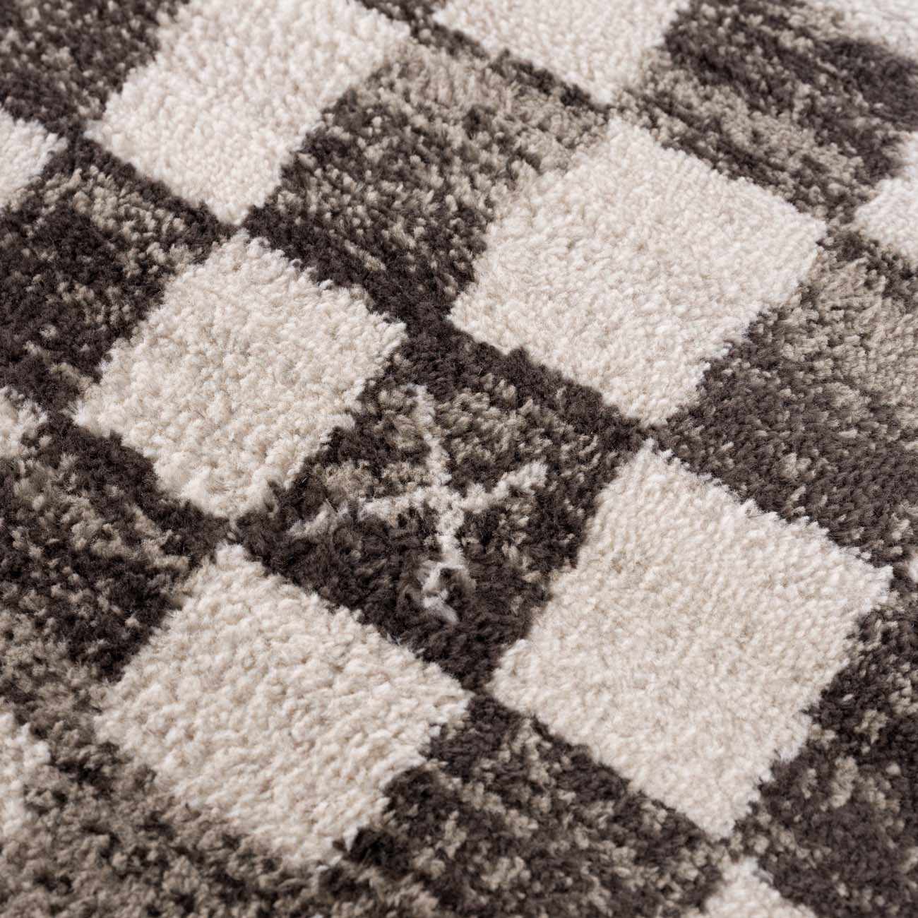 Benjy Cream & Charcoal Checkered Area Rug by Boutique Rugs