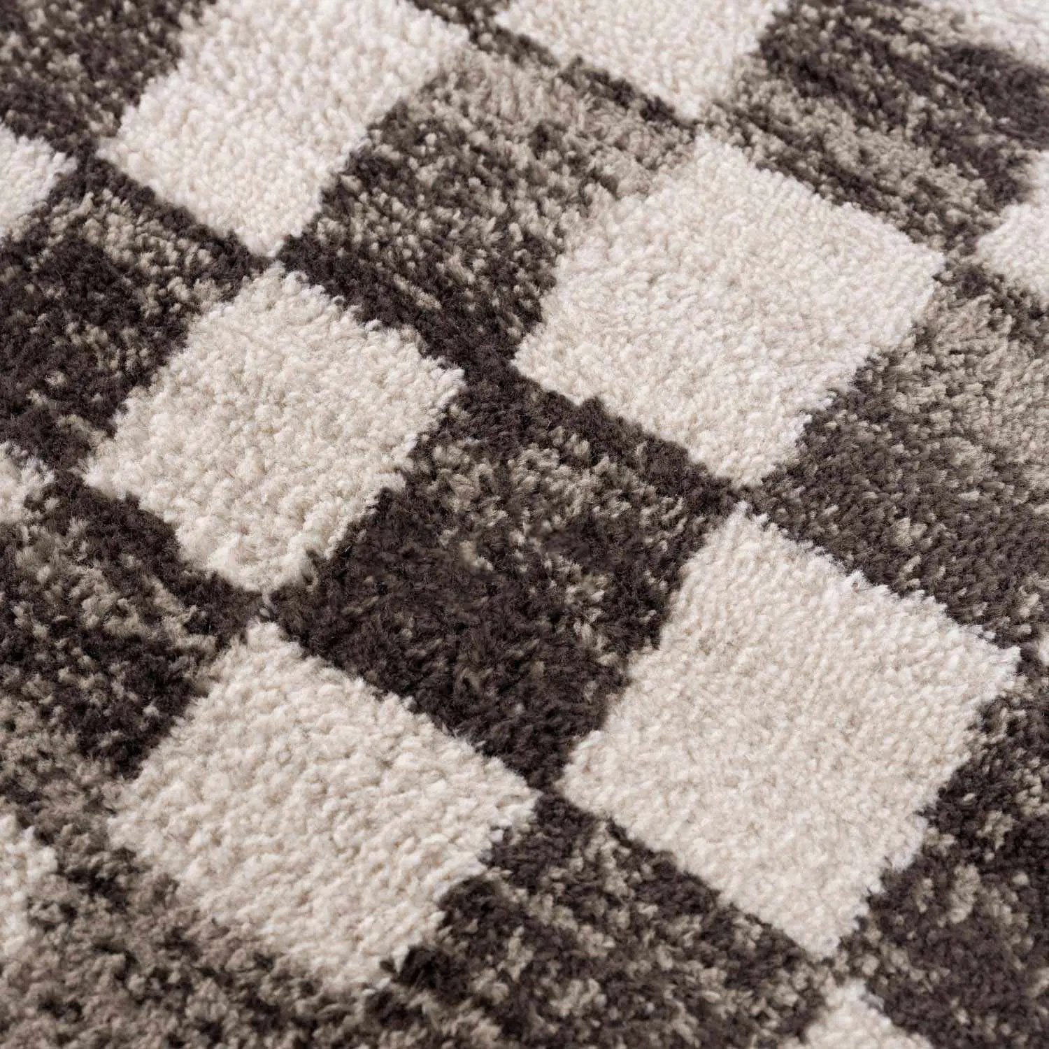 Benjy Cream & Charcoal Checkered Area Rug by Hauteloom