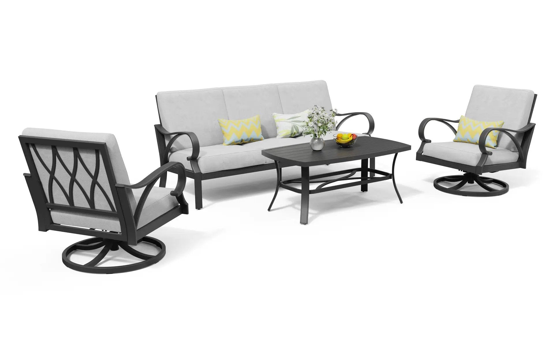 Puget 4-Piece Aluminum Living Room Set With Swivel Chairs by Outdoor-USA®