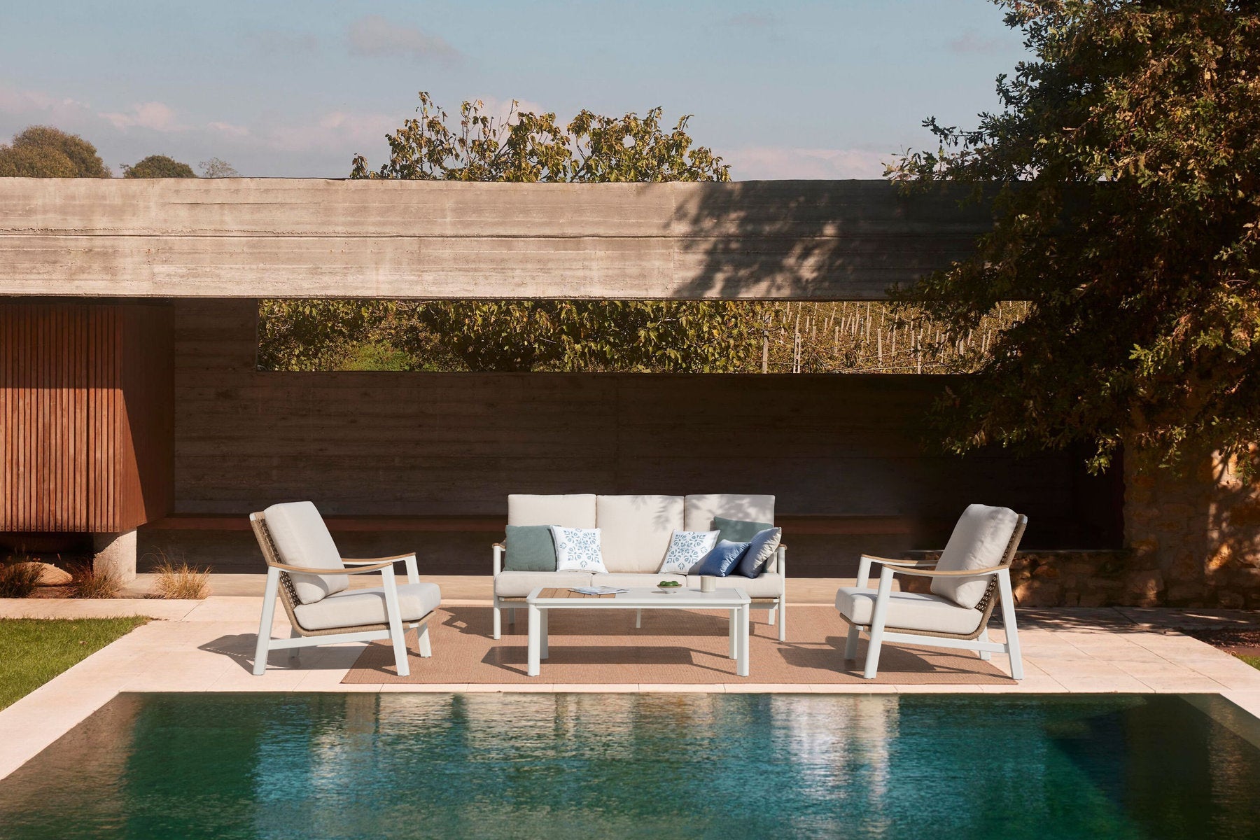 Riesling 4-Piece Wicker And Teak Living Room Set by Outdoor-USA®