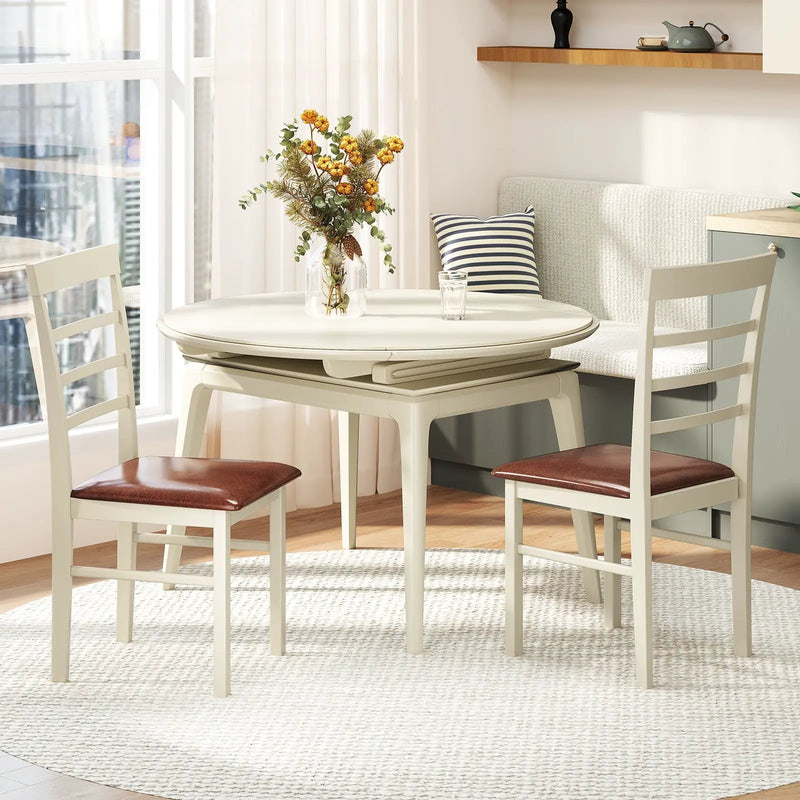 PU Leather Upholstered Armless Wooden Dining Chair Set of 2-White by DirectDeals