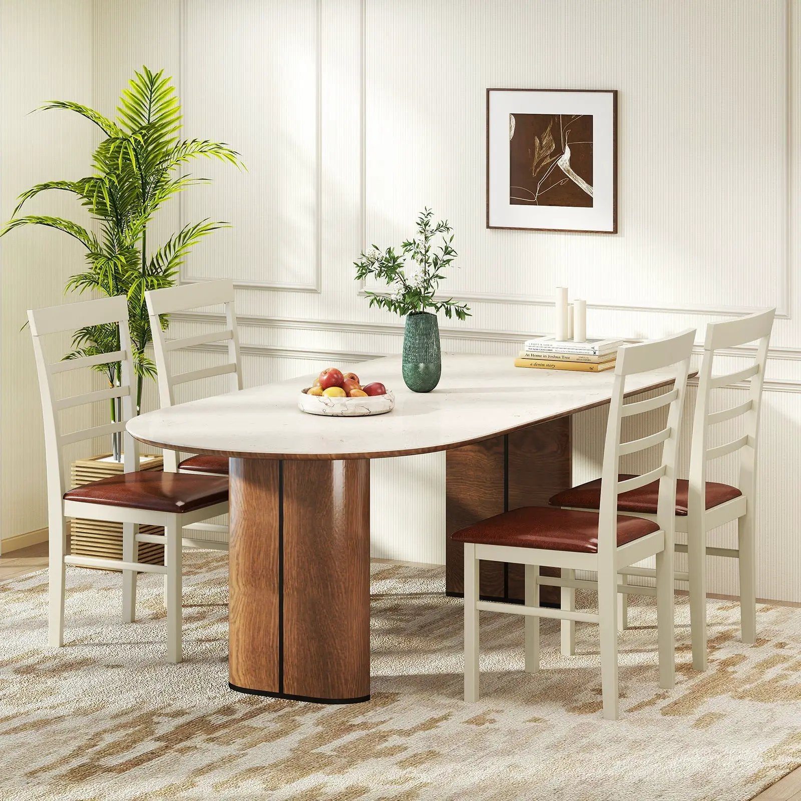 PU Leather Upholstered Armless Wooden Dining Chair Set of 2-White by DirectDeals
