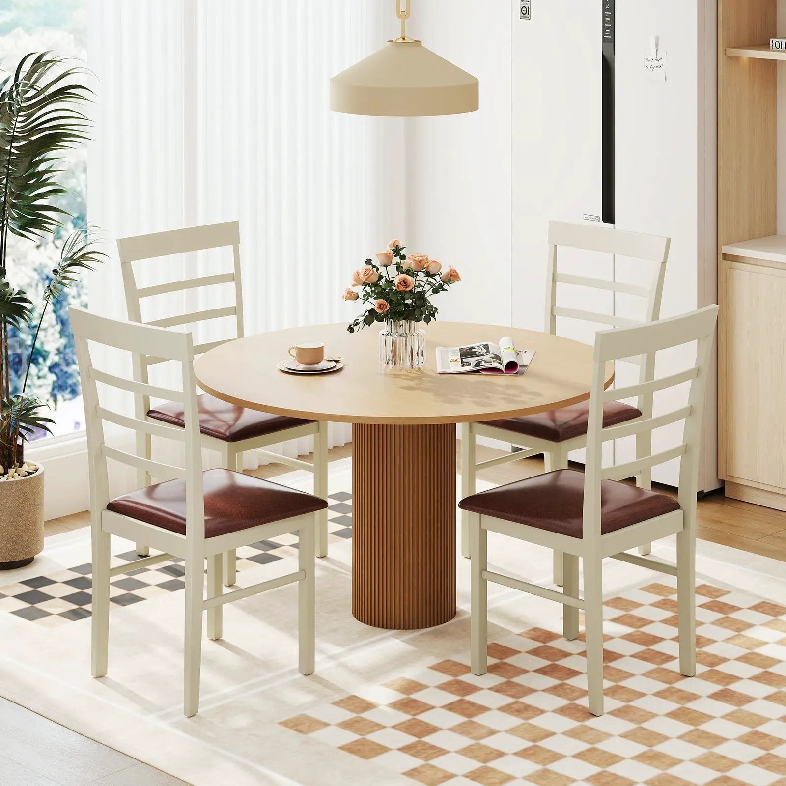 PU Leather Upholstered Armless Wooden Dining Chair Set of 2-White by DirectDeals