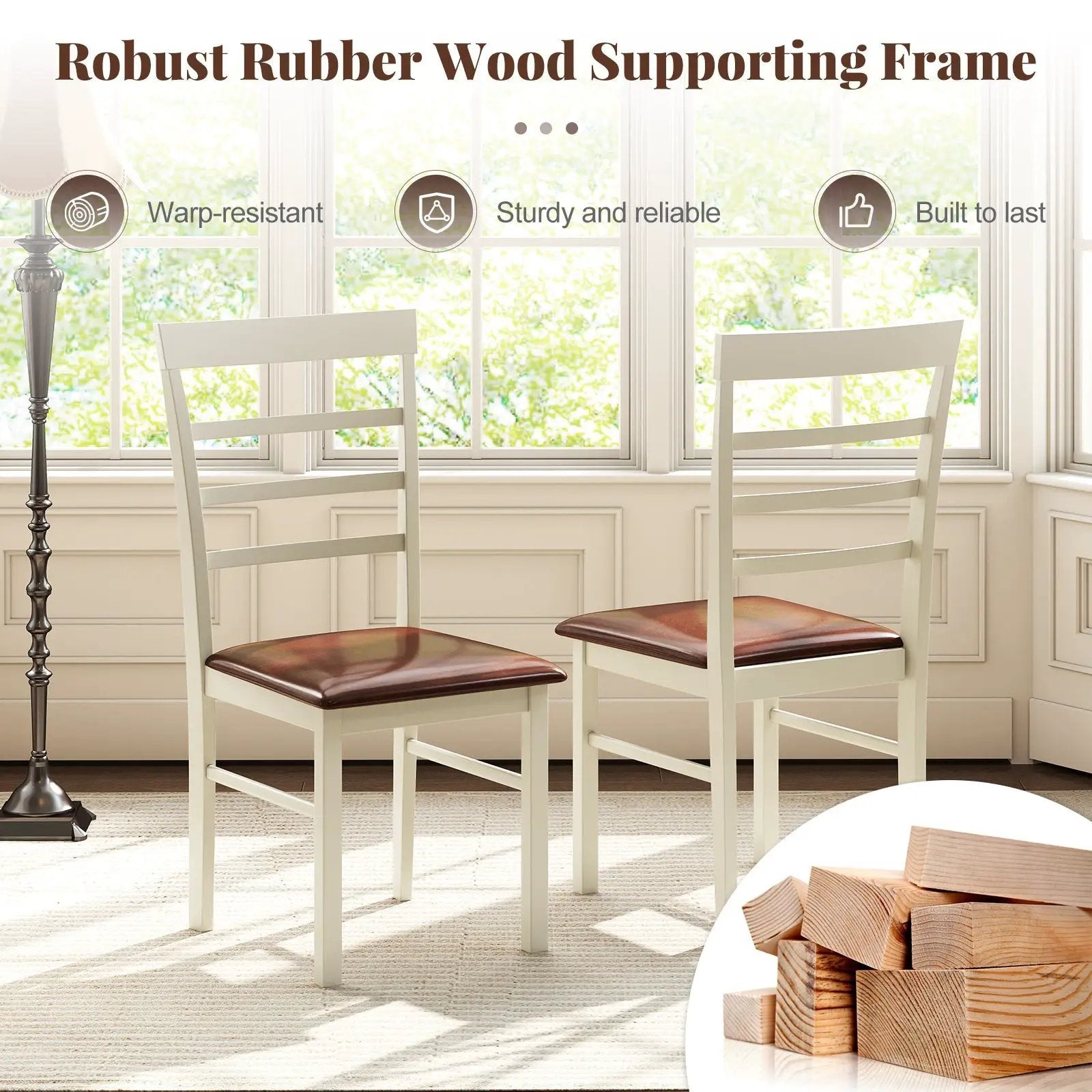 PU Leather Upholstered Armless Wooden Dining Chair Set of 2-White by DirectDeals
