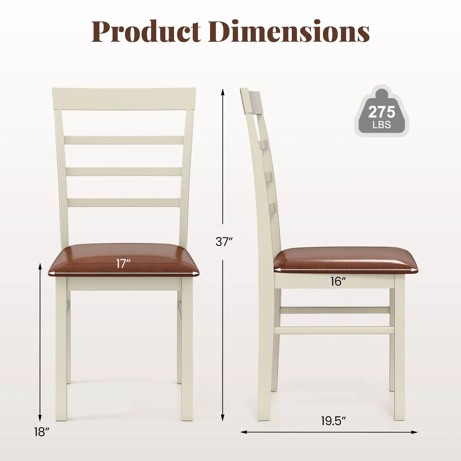PU Leather Upholstered Armless Wooden Dining Chair Set of 2-White by DirectDeals