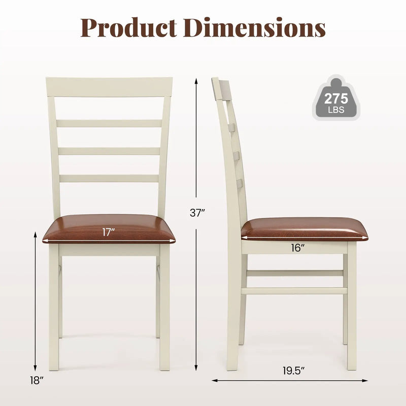 PU Leather Upholstered Armless Wooden Dining Chair Set of 2-White by DirectDeals