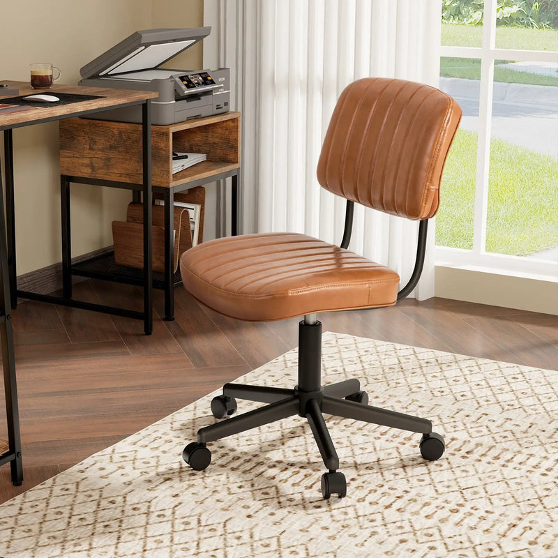 PU Leather Adjustable Office Chair Swivel Task Chair with Backrest by DirectDeals