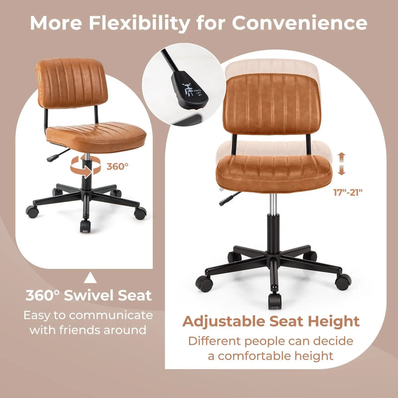 PU Leather Adjustable Office Chair Swivel Task Chair with Backrest by DirectDeals