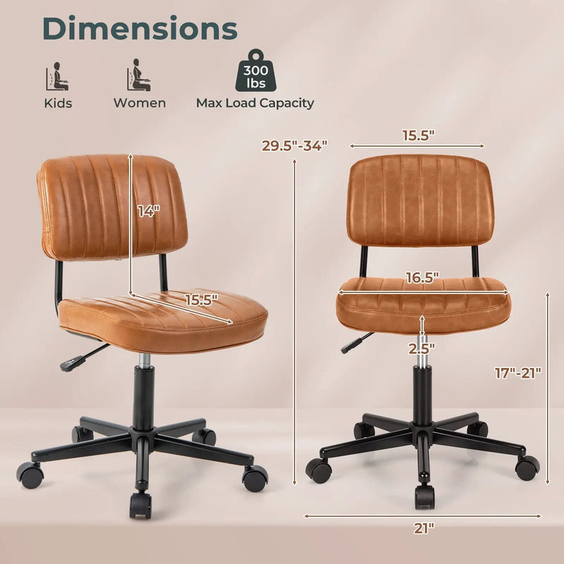 PU Leather Adjustable Office Chair Swivel Task Chair with Backrest by DirectDeals
