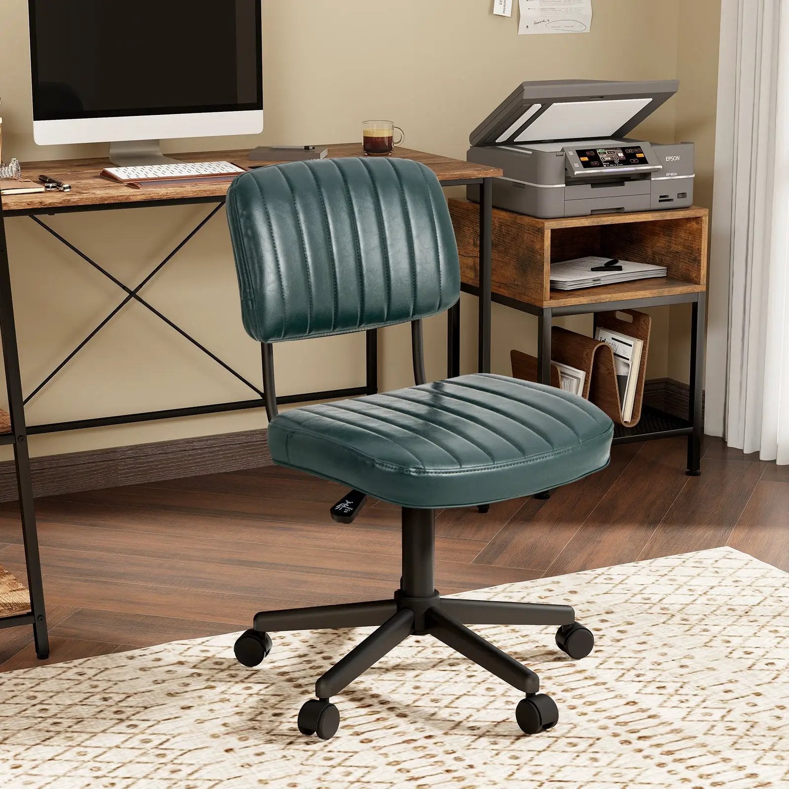 PU Leather Adjustable Office Chair Swivel Task Chair with Backrest by DirectDeals