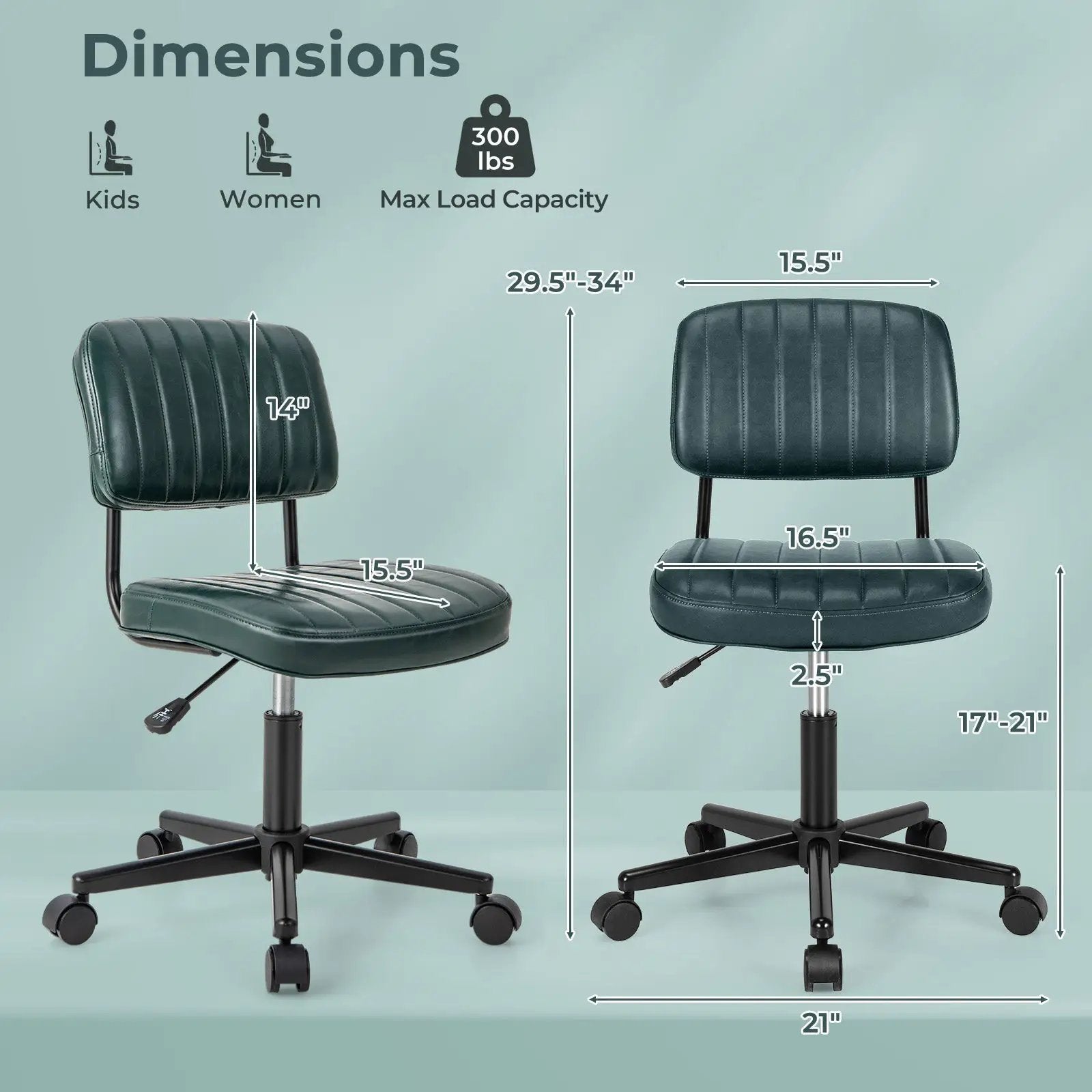 PU Leather Adjustable Office Chair Swivel Task Chair with Backrest by DirectDeals