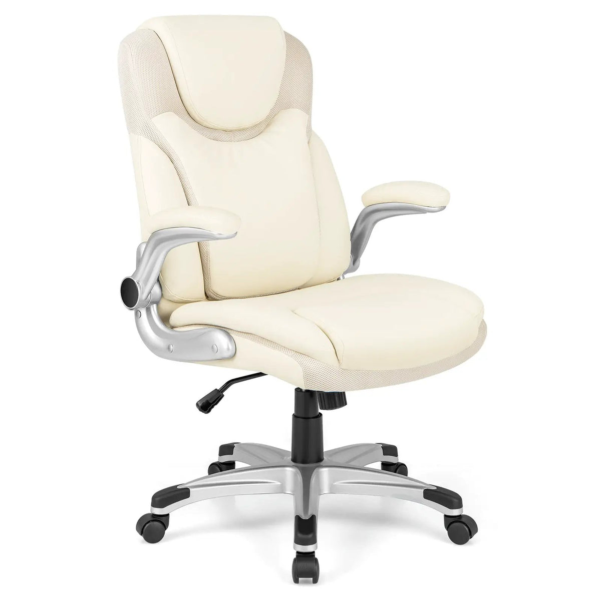 Ergonomic Office PU Leather Executive Chair with Flip-up Armrests and Rocking Function by DirectDeals